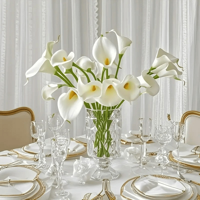 20Stems Artificial Calla Lily Bouquet Realistic White Fake Flowers Wedding Decor