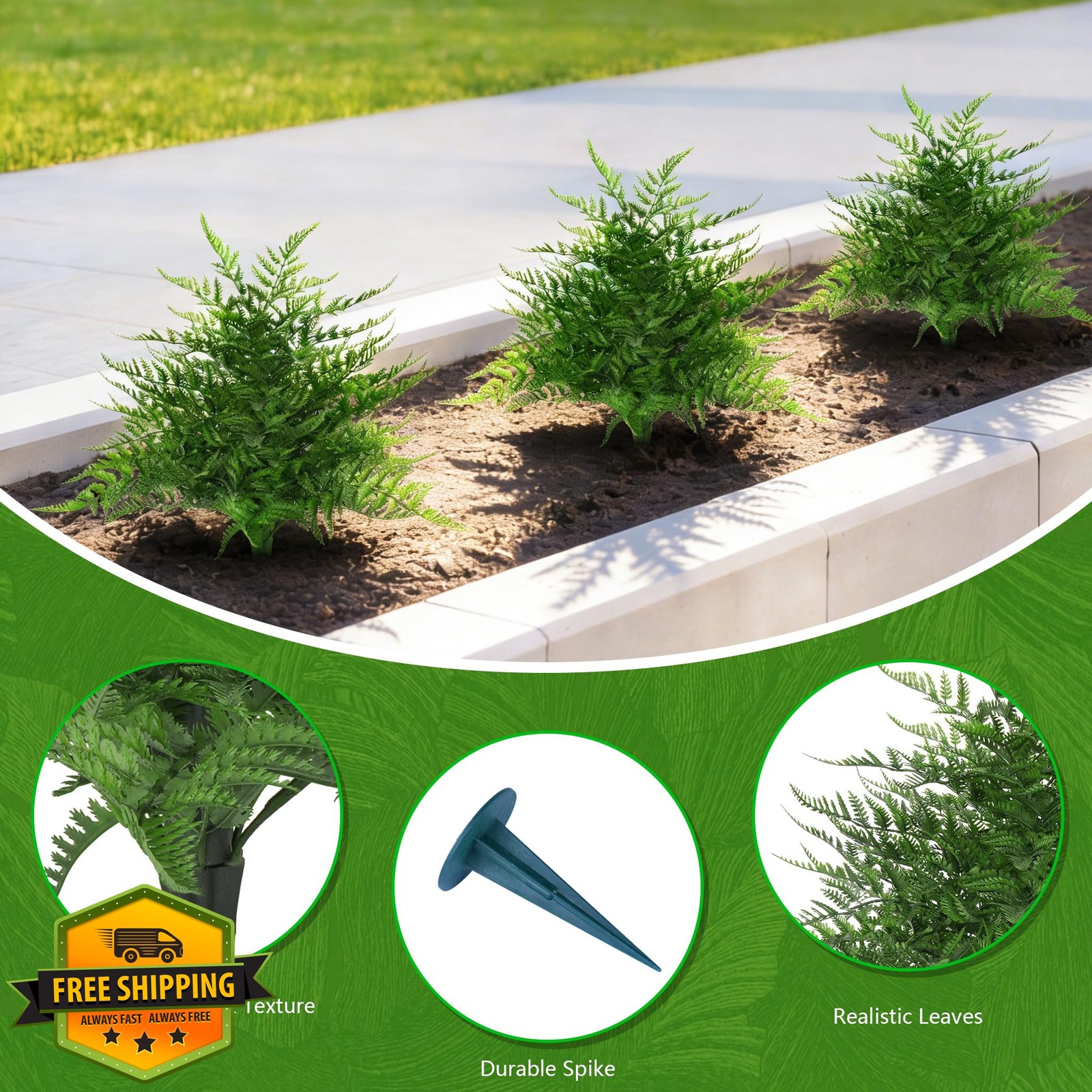 Yangrass Artificial Fern Topiary Ball Trees Green (2pk)