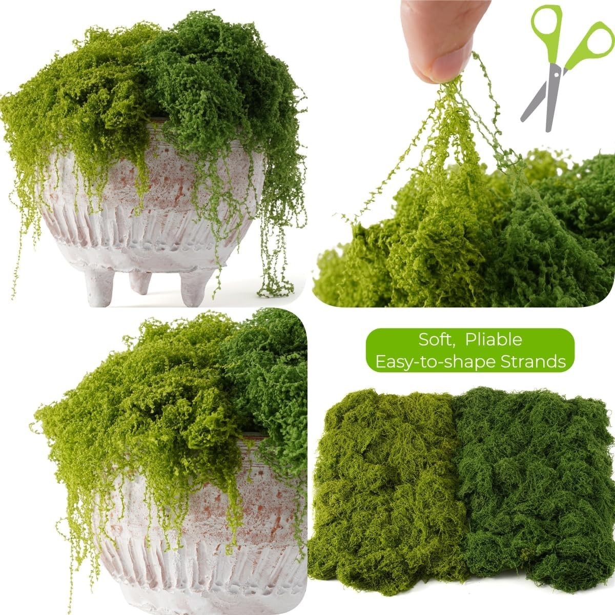 Dual-Color Fake Moss for Potted Plants Indoor, 7OZ Realistic Artificial Moss …