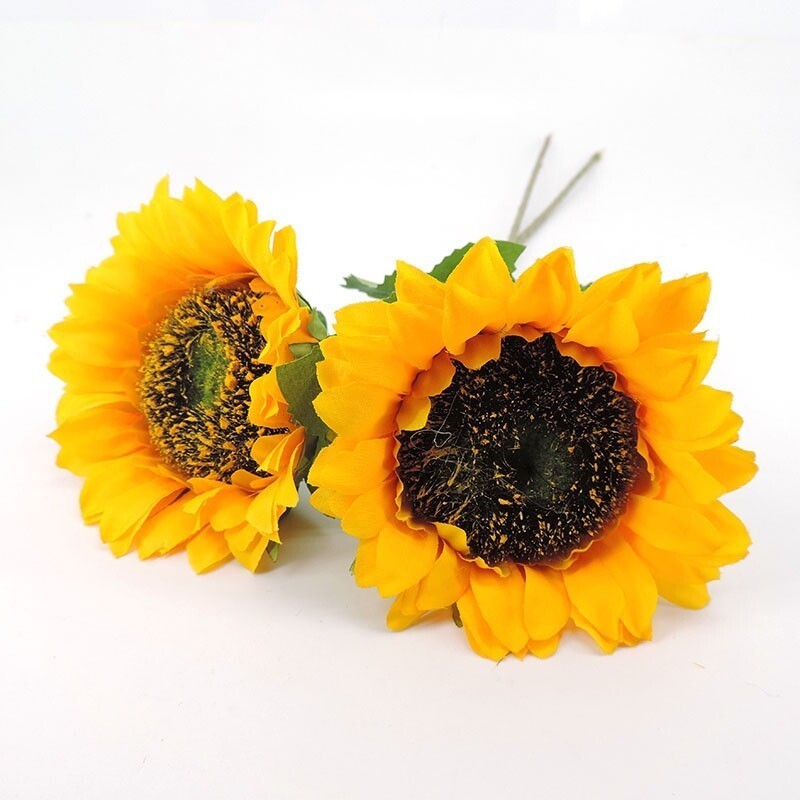 Yellow Artificial Flowers Silk plastic Sunflowers fake flower Family Room Vases