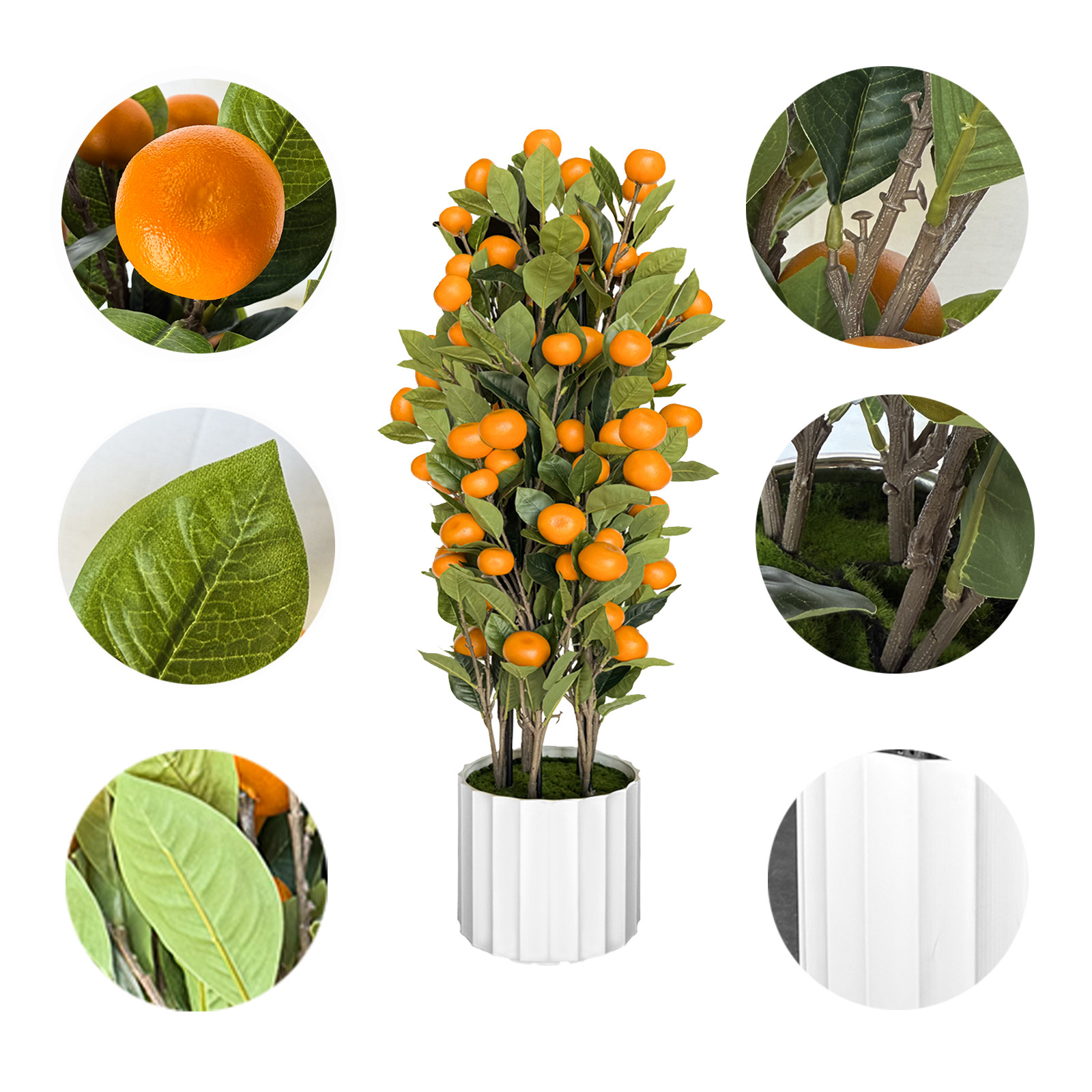 3′ Artificial Potted Plants Orange Tree Fruit Tree with White Plastic Pot 3ft