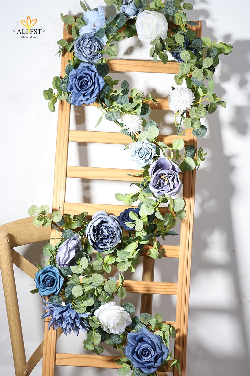 Artificial Flowers Combo Box Set Dusty Blue Silk Cake Bridal Bouquet
