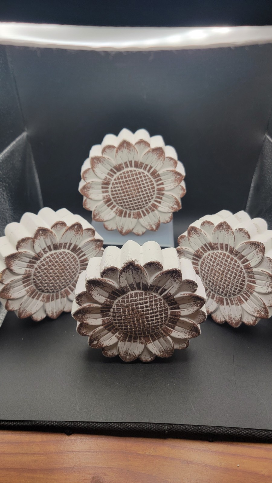 Sunflower Decor Set of 4 Rustic Farmhouse Floral Plaques Shelf Sitters DIY Craft