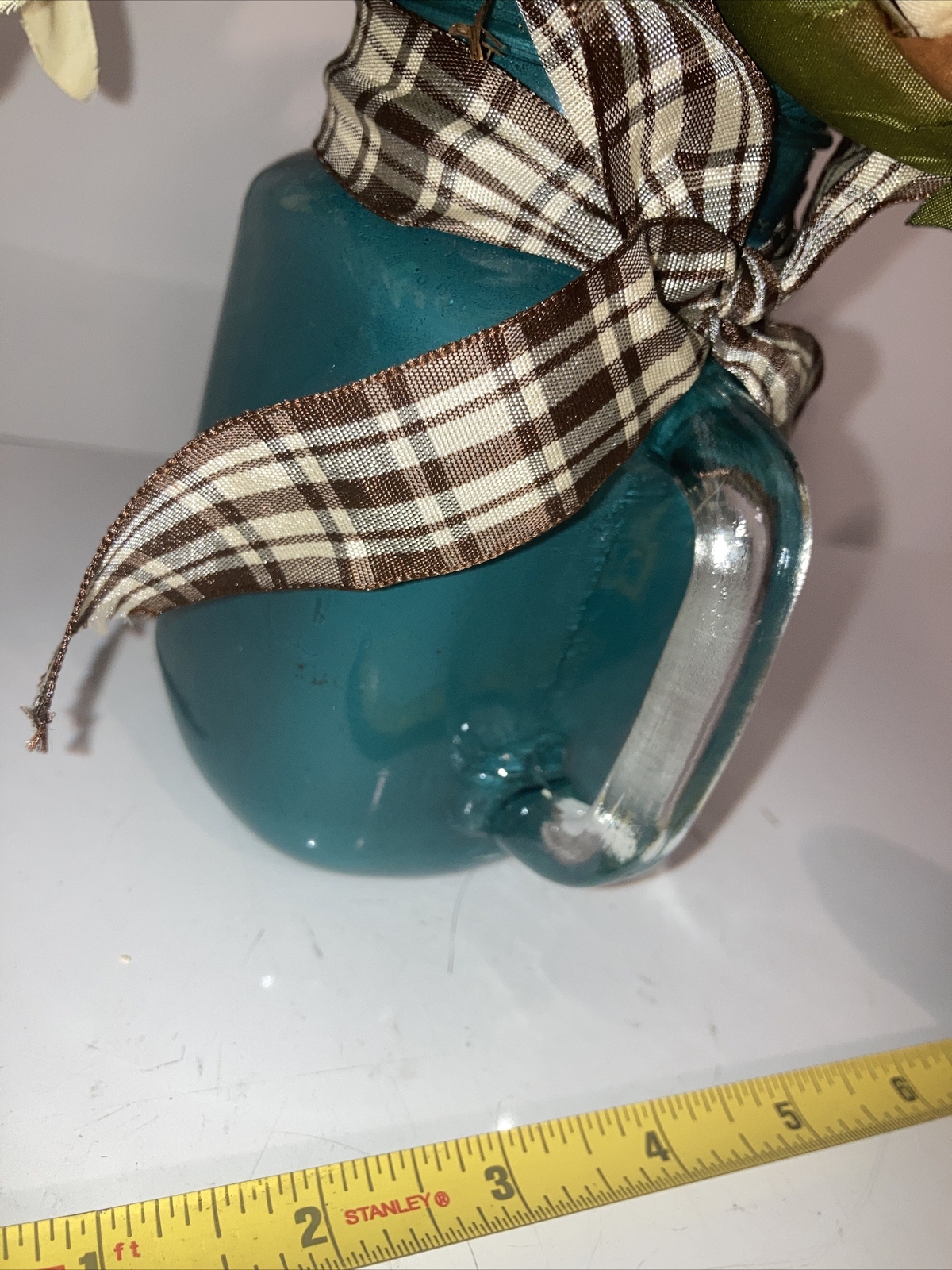 Floral Arrangement Sunflowers In Mason Jar Mug 11” Tall 5-6” Wide