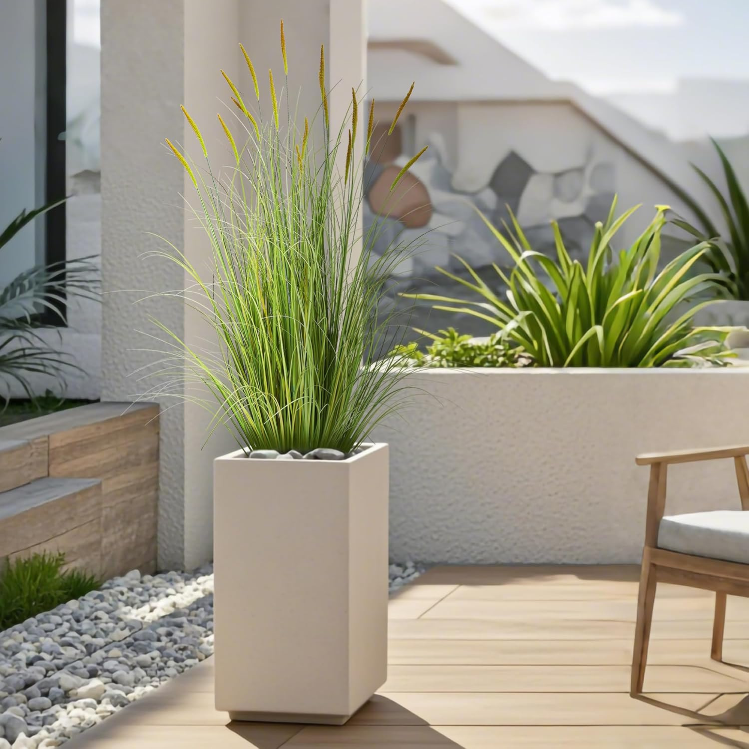 3Ft 2-Pack Artificial Cattail Reed Grass, 35In Artificial Indoor Outdoor Fake On