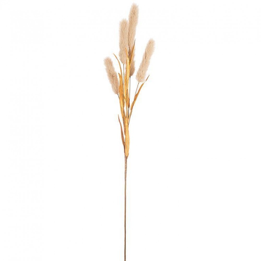 5 Head Tan Bulrush Spray Faux Plants And Trees