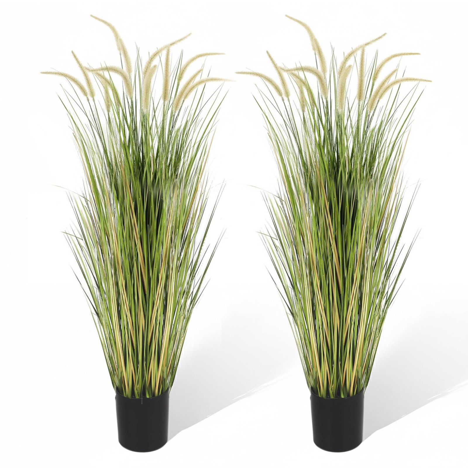 KOL Artificial 5ft 2-Pack Horsetail Reed Grass, 59in Tall Indoor Outdoor Fake