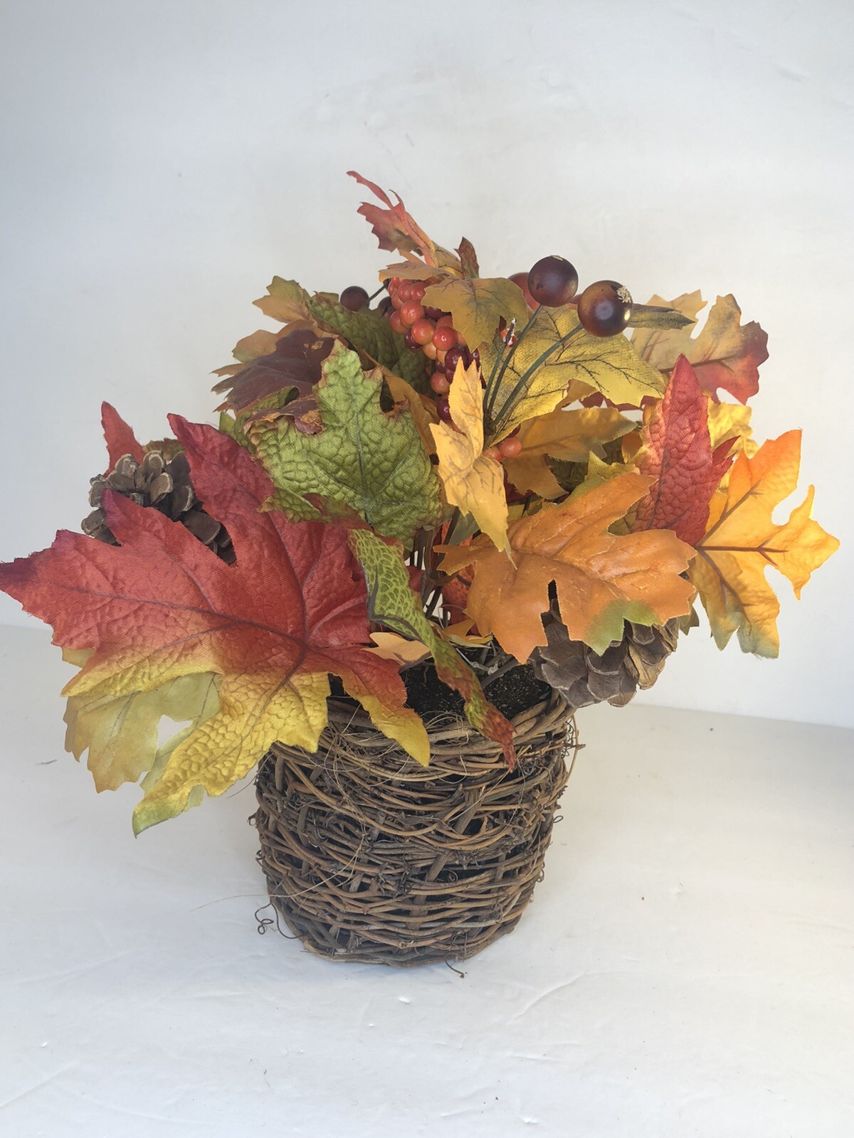 Fall Artificial Flower Leaf Autumn Centerpiece Orange Yellow Arrangement 13×12