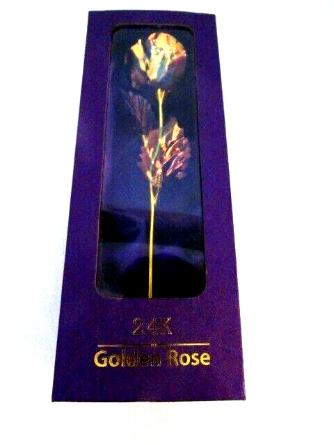 24K Long Stem Gold Rose in Purple Gift Box For THE LADY IN YOUR LIFE