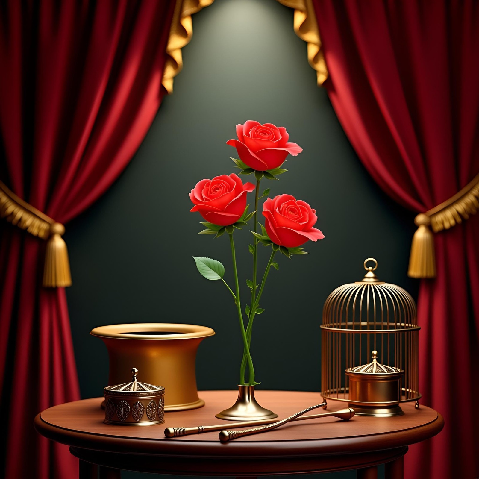 5Pcs Red Rose – Instant Blooming Flower Trick for Close-Up , Collapsible Stag…