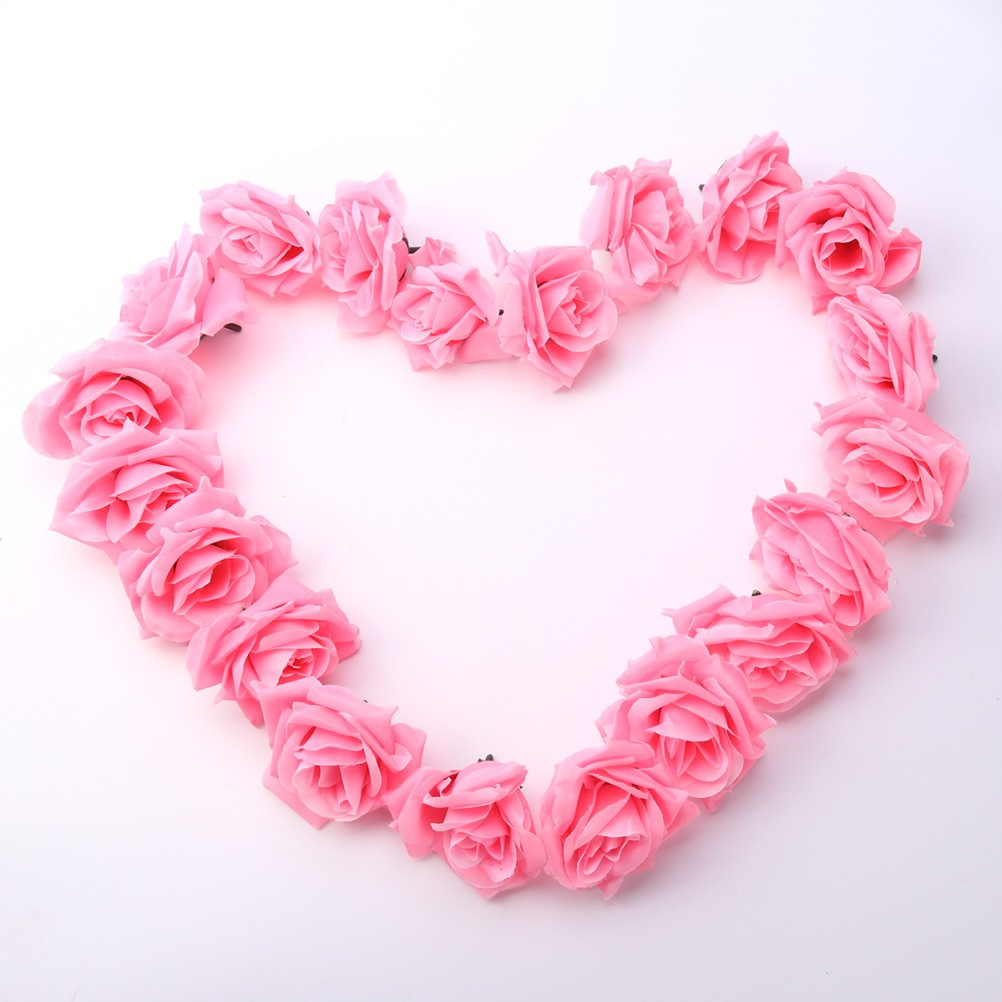 20Pcs Reusable Pink Silk Artificial Rose Heads Wedding Decoration Set