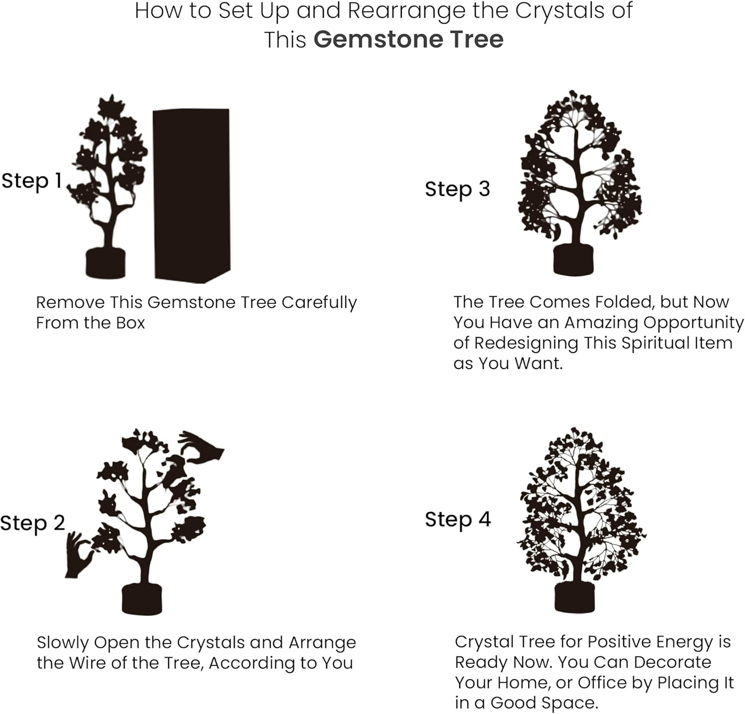 Chakra Money Tree, Crystals, Spiritual Decor, Gemstone A-chakra Mix Tree G