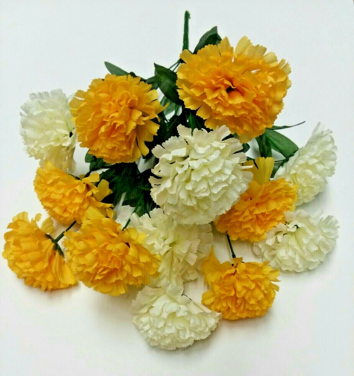 New 20″ Yellow & Cream Carnation Fake Flower Bouquet Home General Decor Craft