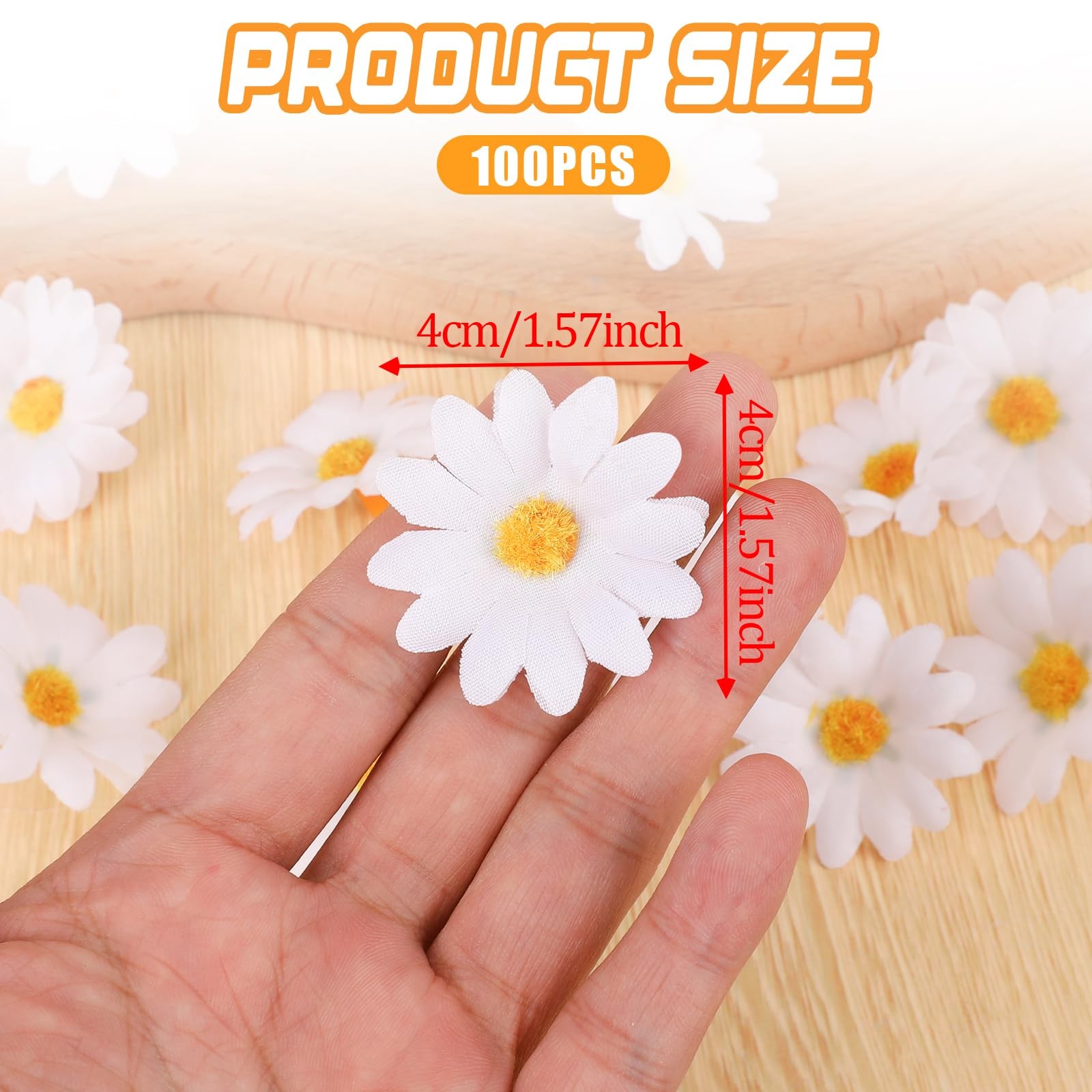 100Pcs Fabric Daisy Flower Head, 1.5 Inch Artificial Gerbera Daisy Artificial…