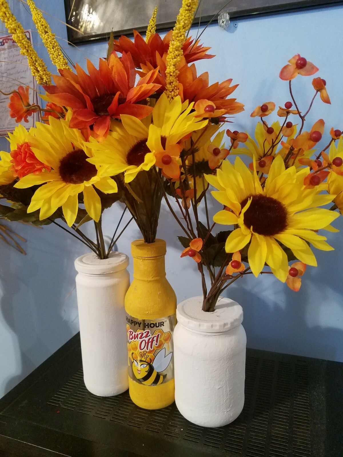 Set of three hand-painted silk floral arrangements decor Please go to my…