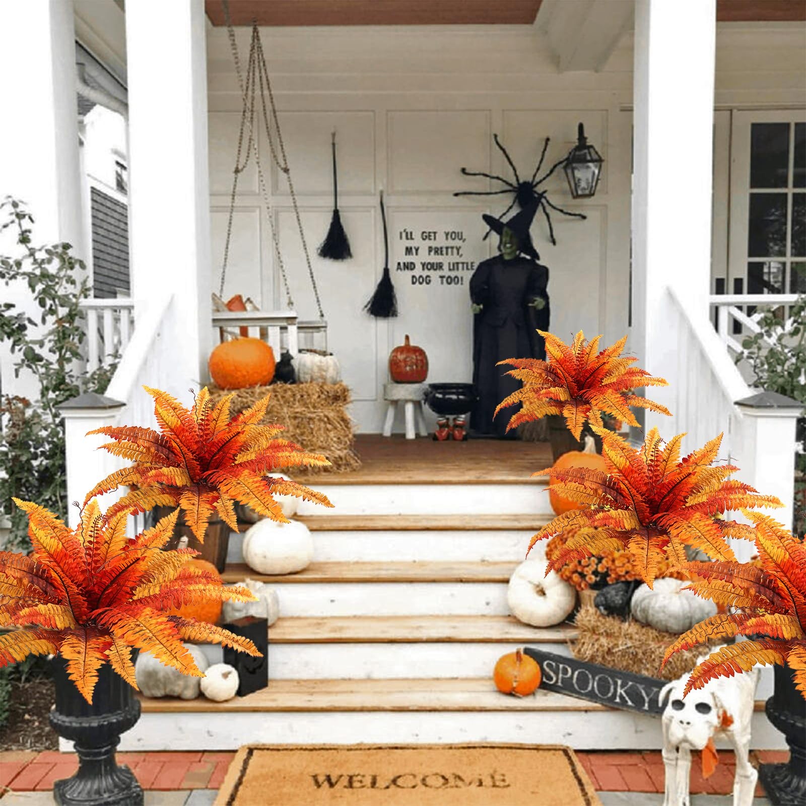 Artificial Fall Plants Artificial Fall Ferns for Outdoors, Set of 2 Bouquets …