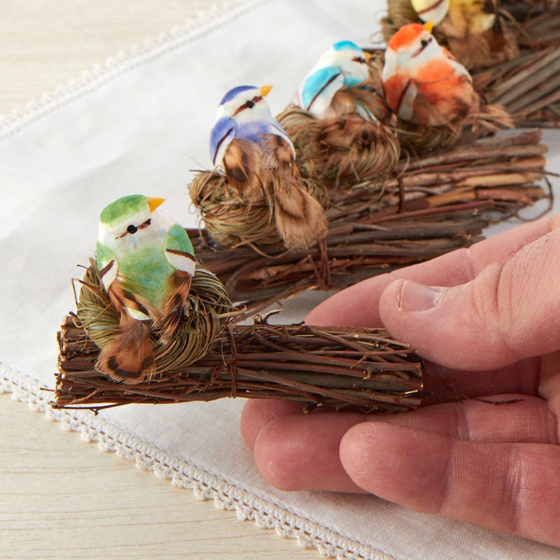 Factory Direct Craft Assorted Perched Mushroom Birds | 6 Birds