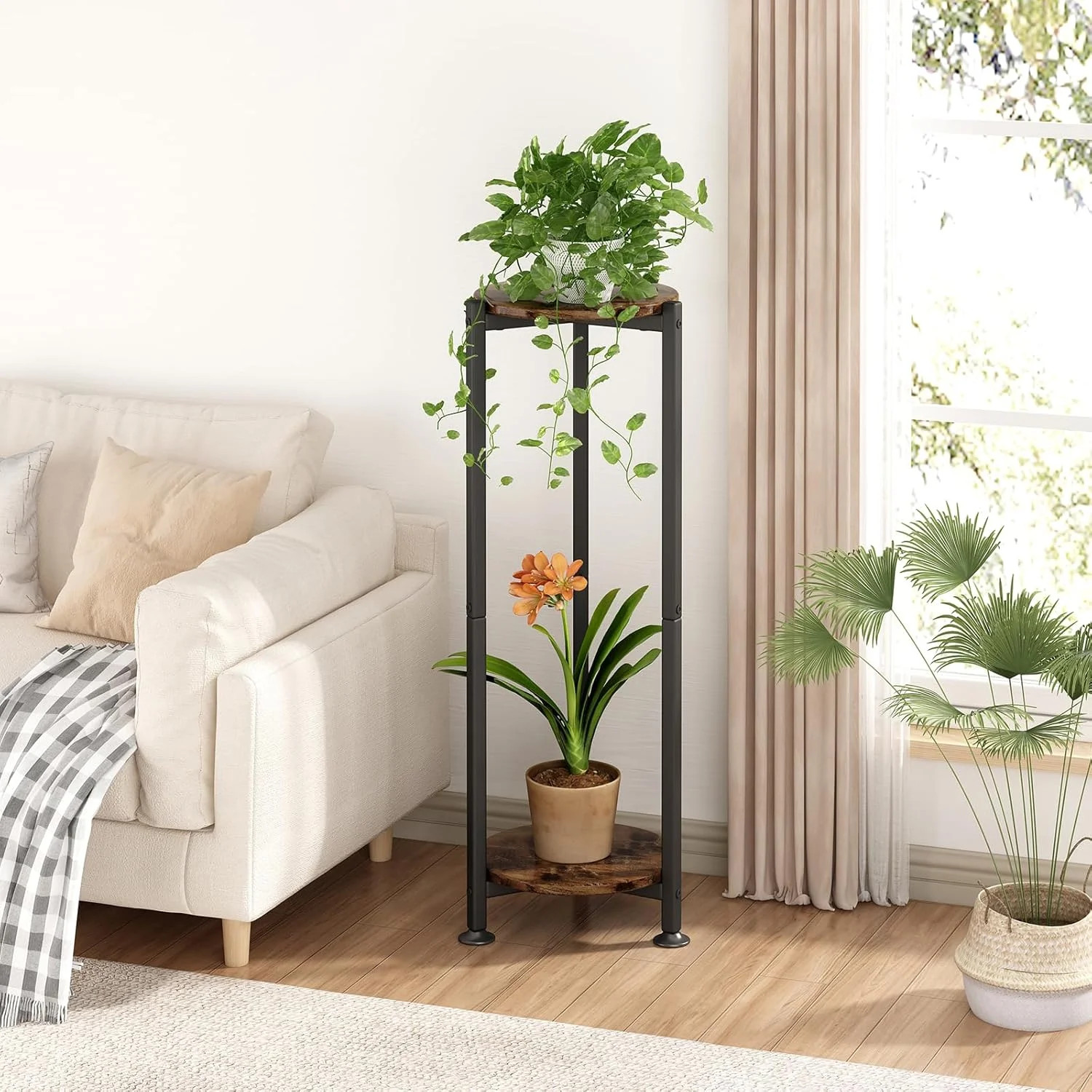 2 Tier Metal Plant Stand Indoor Corner Tall Flower Pot Holder Display Rack