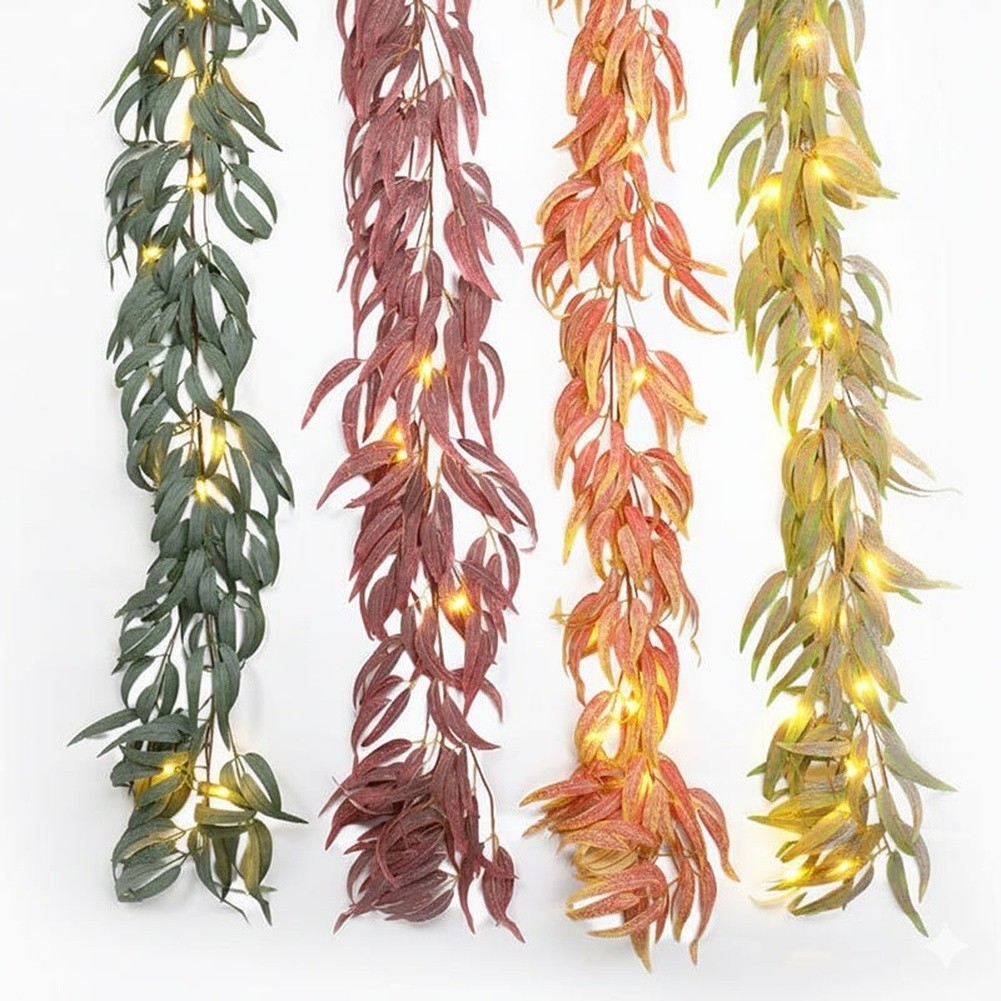 Artificial Eucalyptus Leaves Vine Rattan Fake Greenery for Wedding Table Home