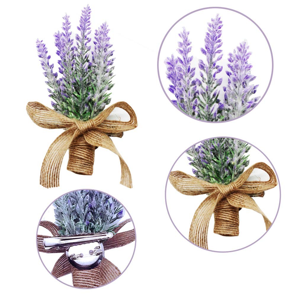 Lavender Boutonniere for Men Wedding, 4 Pcs Purple Boutonniere for Men Prom A…