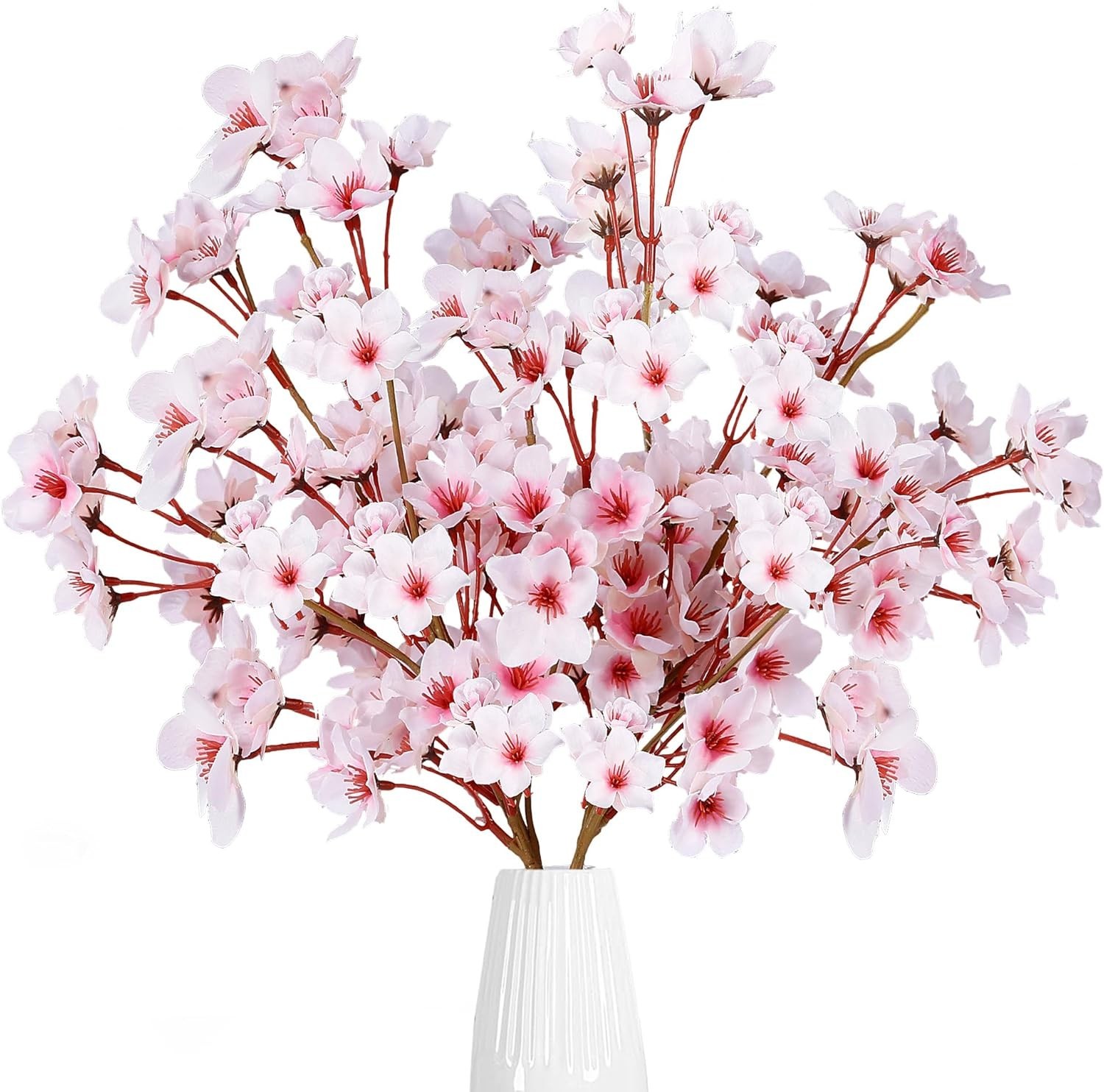 4 Pcs Faux Silk Cherry Blossom Flowers – Lifelike and Durable Arrangement Option