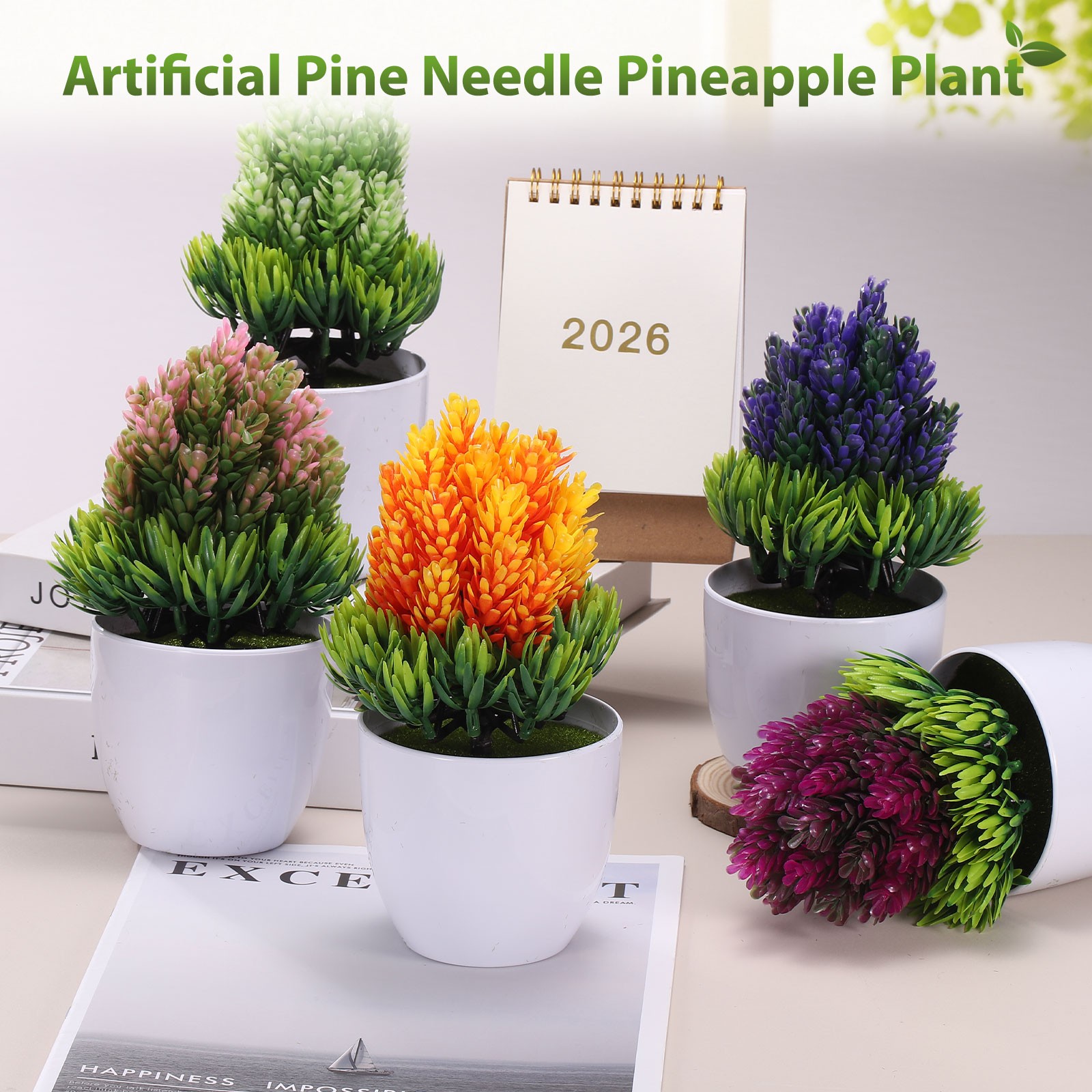 Mini Potted Decorative Fake Plants – for Home Bedroom, Magenta