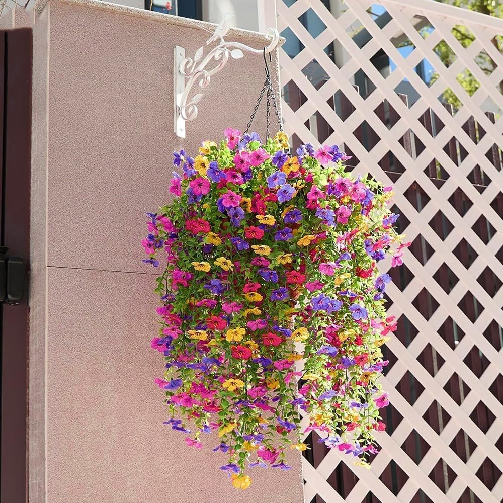 Artificial Fake Hanging Flowers Plants 2pack Faux Silk Daisy with Eucalyptus …