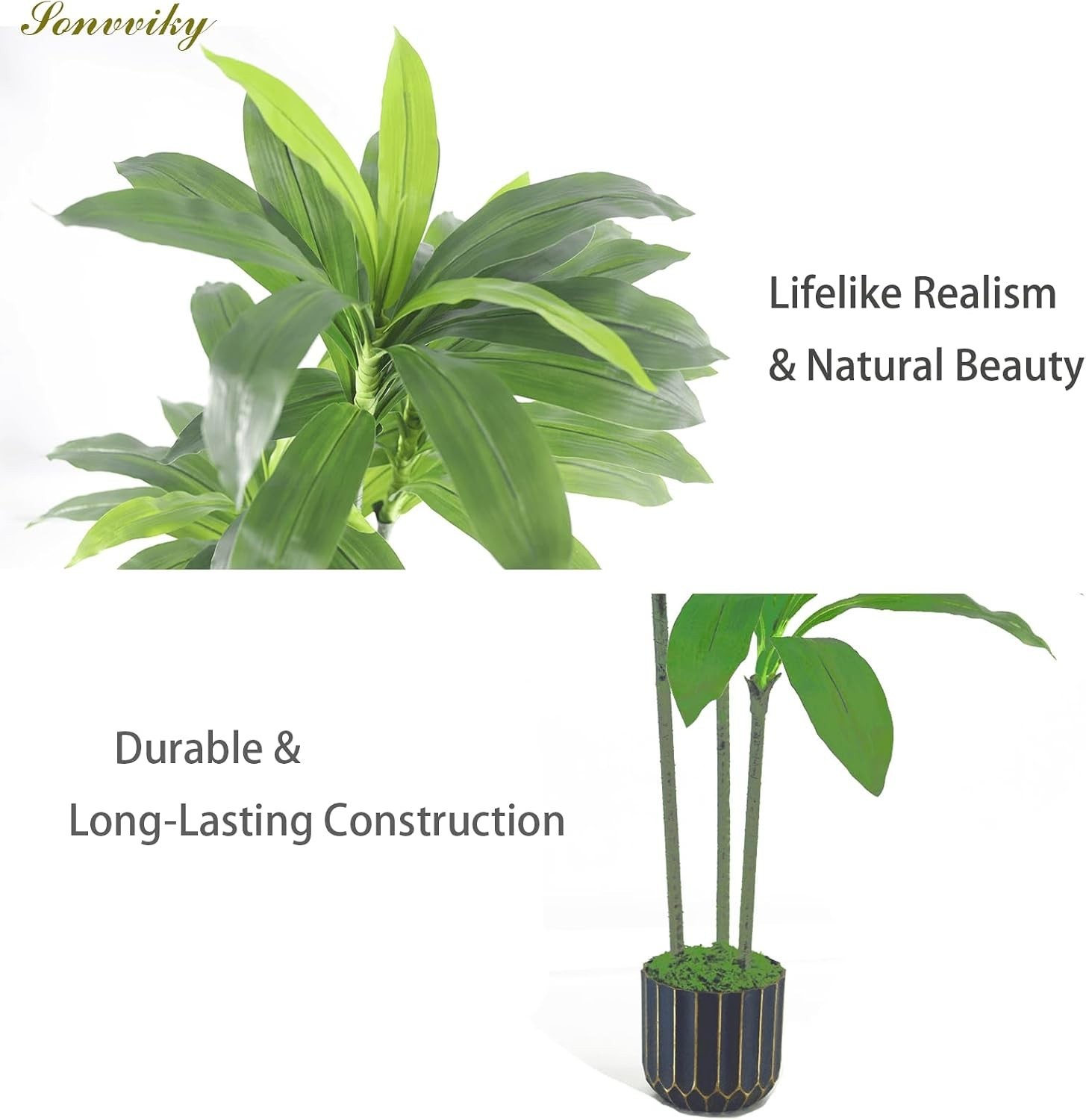 Artificial Plants Indoor – 4ft Artificial Dracaena Tree – Fake Tree Realistic…