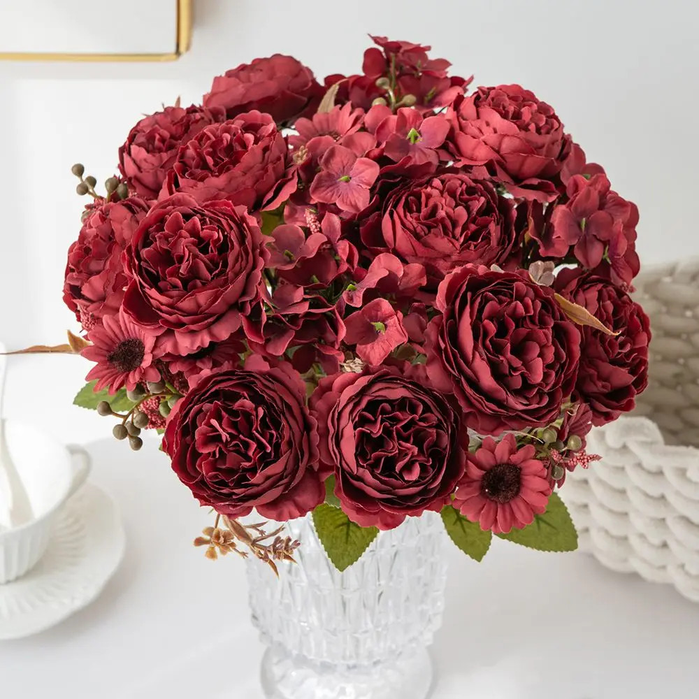 1/3PCS Silk Persian Peony Artificial Flowers For Wedding DIY Home Garden Decor
