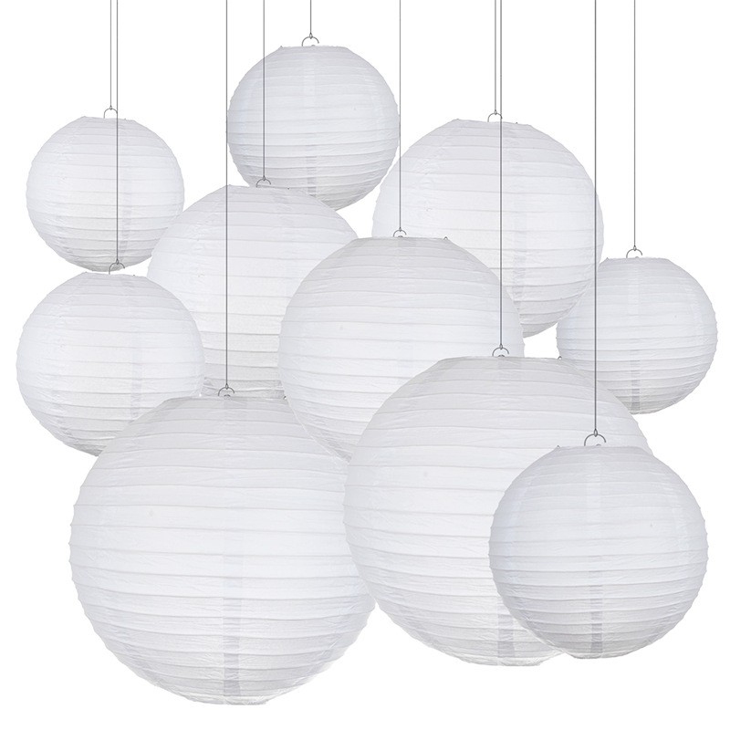 2Pcs/Set White Chinese Paper Lantern Papier Lampion Boule Wedding Hanging Decor