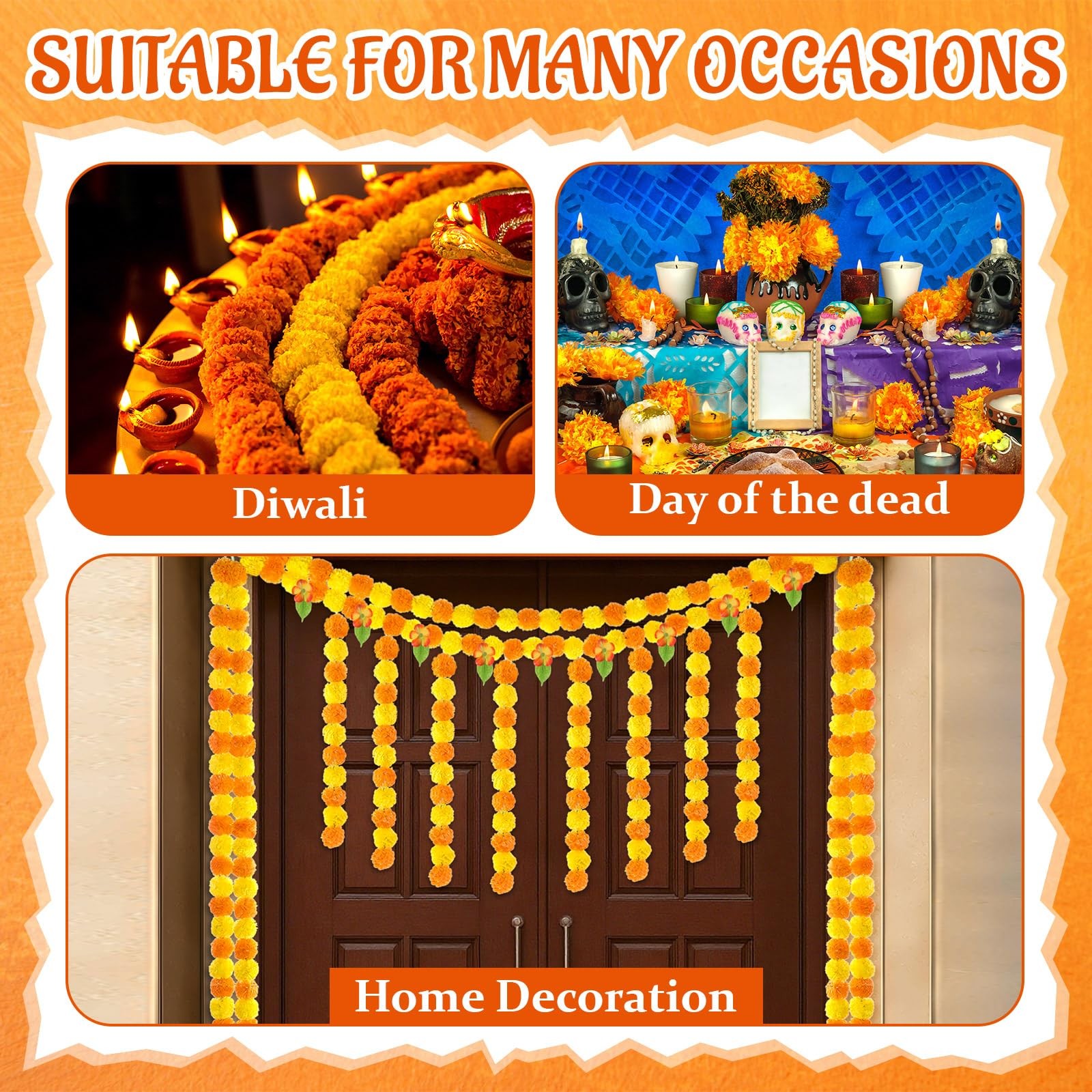 Knitgrip 1 Set Artificial Marigold Flower Strands Tassel Garland for Diwali 5…