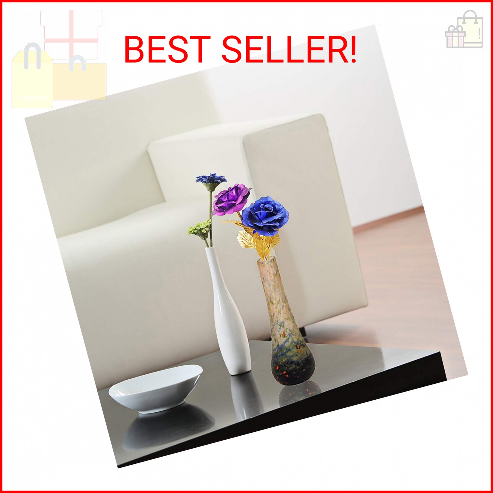 ALLOMN 24K Golden Rose, Artificial Rose Flower Gift for Her with Luxury Gift Box