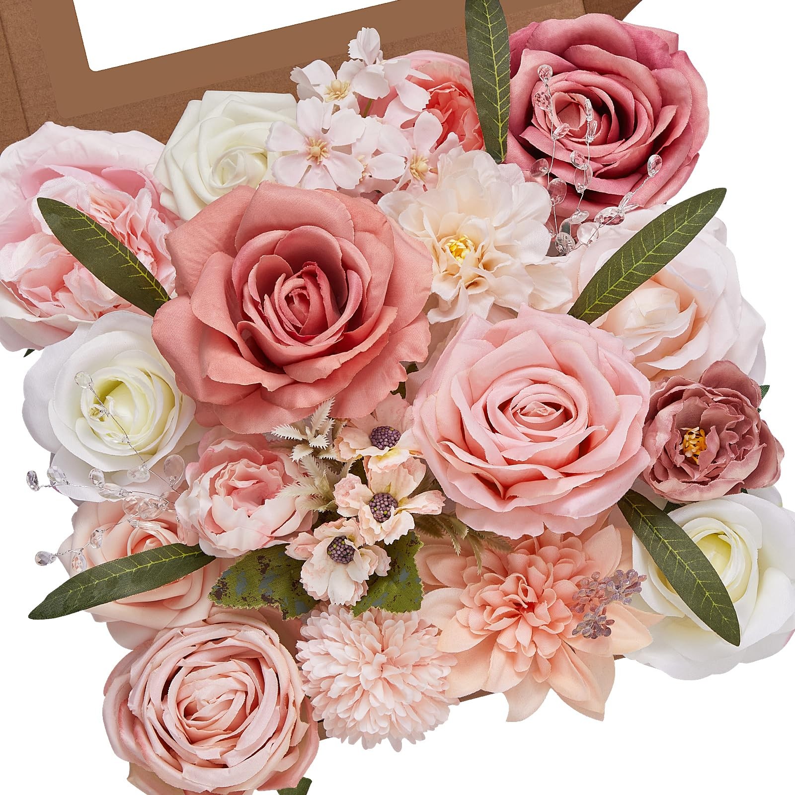 Pink Artificial Spring Rose Silk Flower DIY Bridal Bouquet Cake Decor 25 PCS