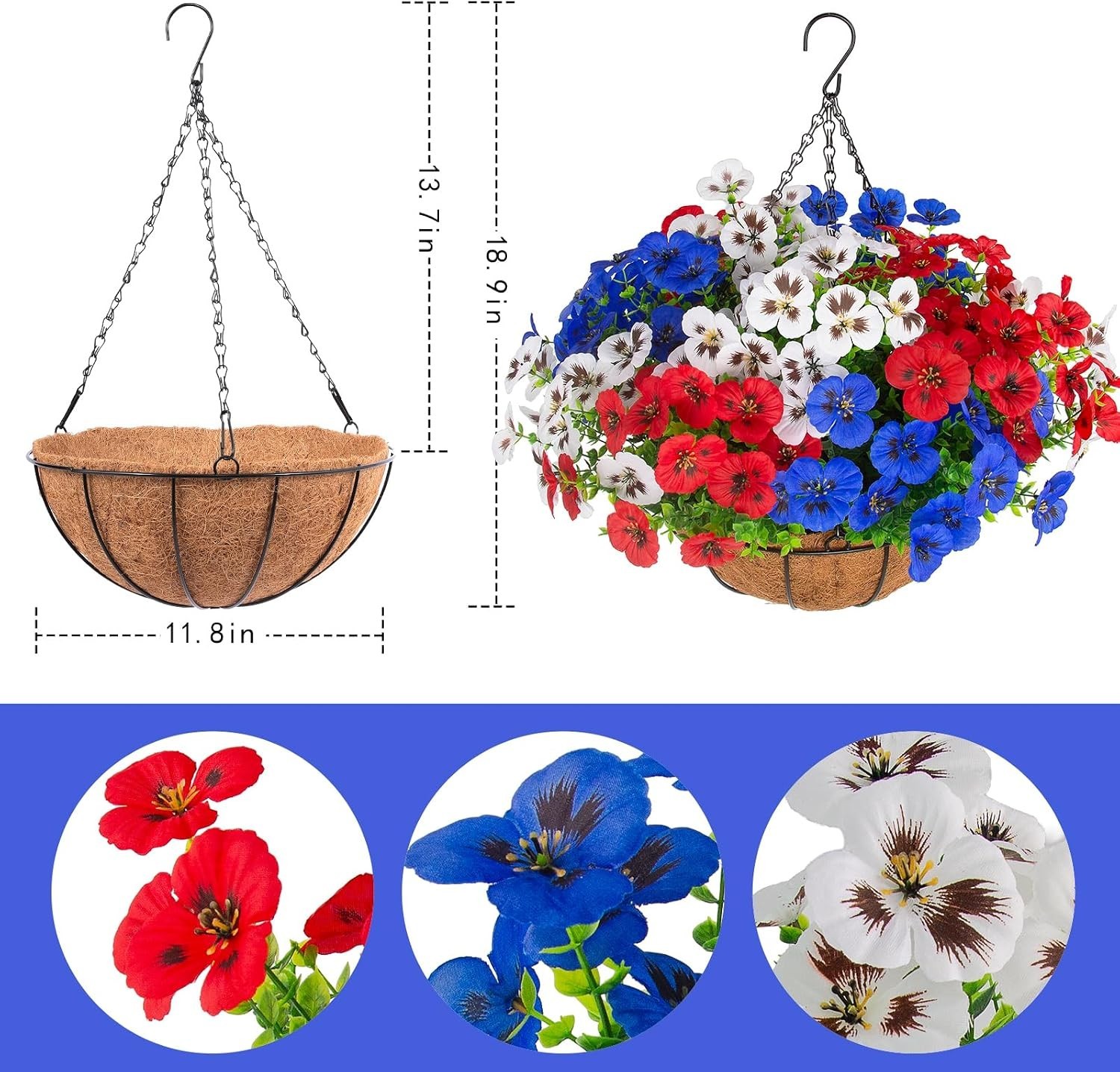Realistic Artificial Pansies with Hanging Baskets – 24 Pcs
