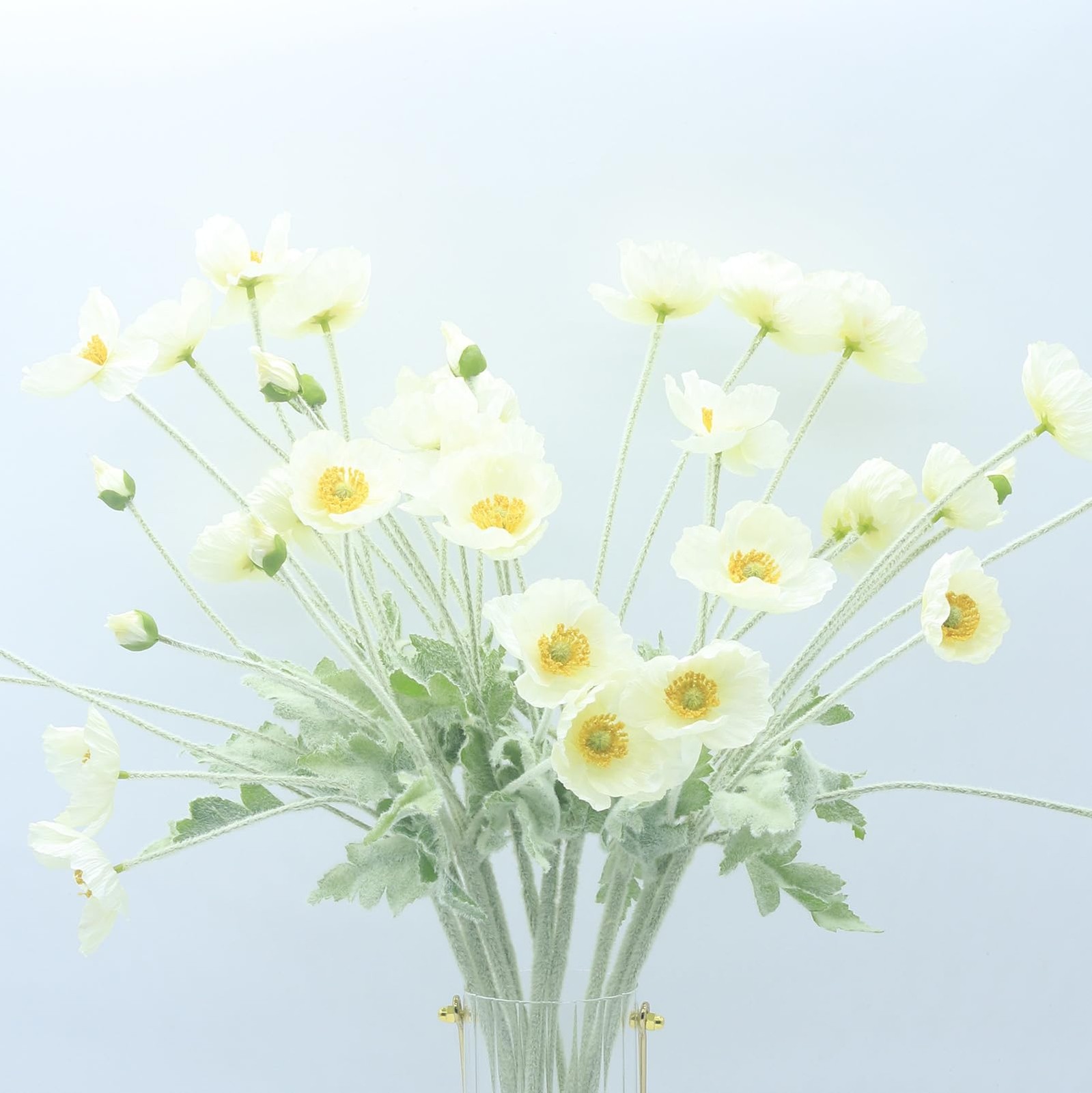 2 PCS 23.6 Inch Artificial Poppies Silk Flowers Arrangements Table White