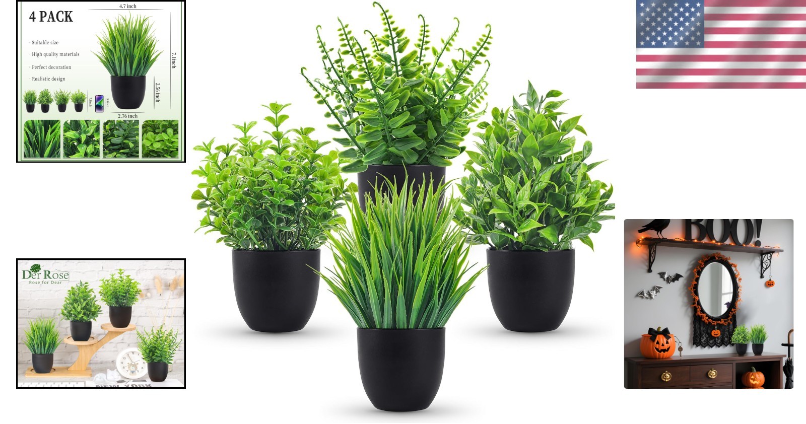 Eco-Friendly 4-Pack Faux Eucalyptus Plants – Decorative Indoor & Outdoor Accent