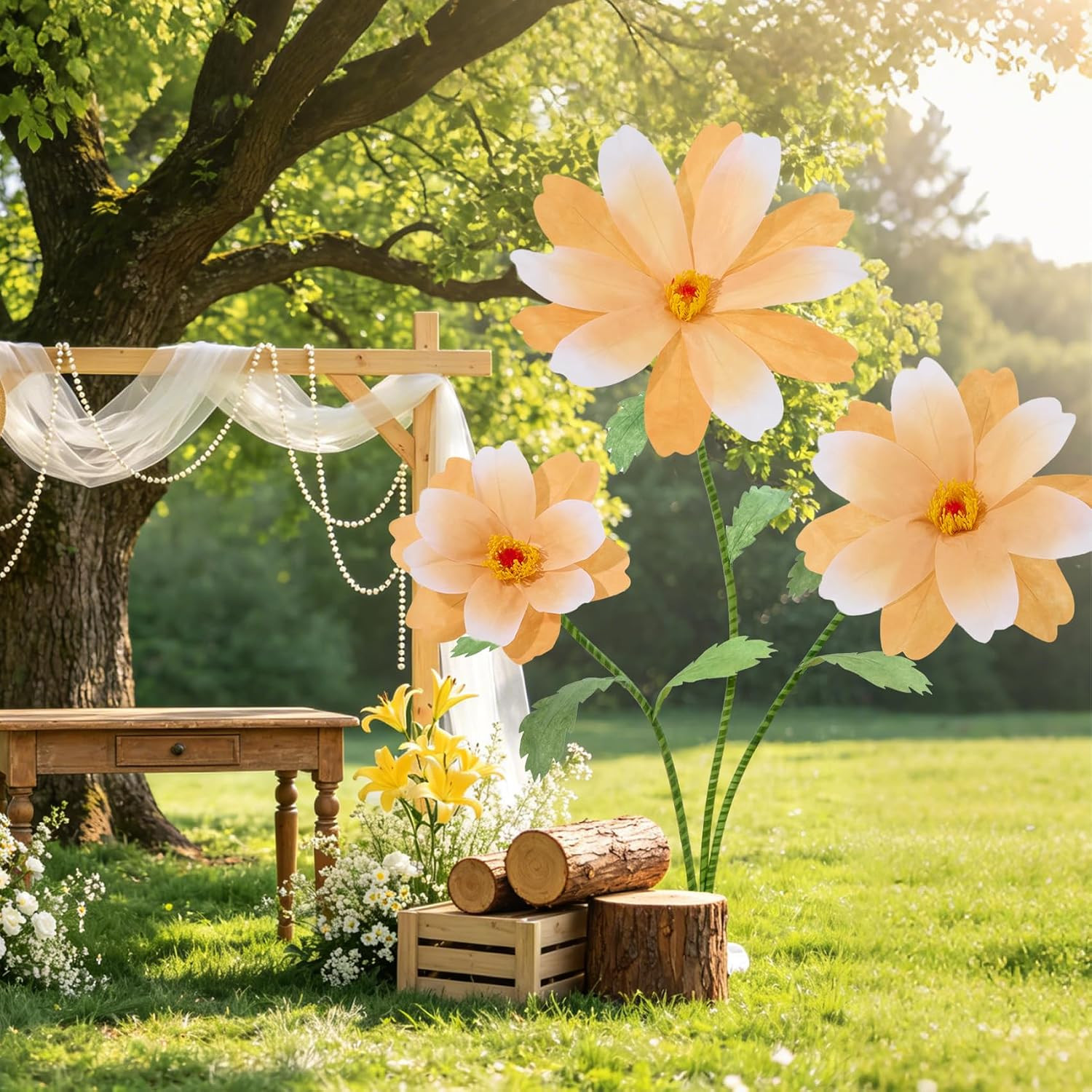 Giant Daisy Flowers for Decoration with Stand 5.9 Ft Big Flowers for Decorations