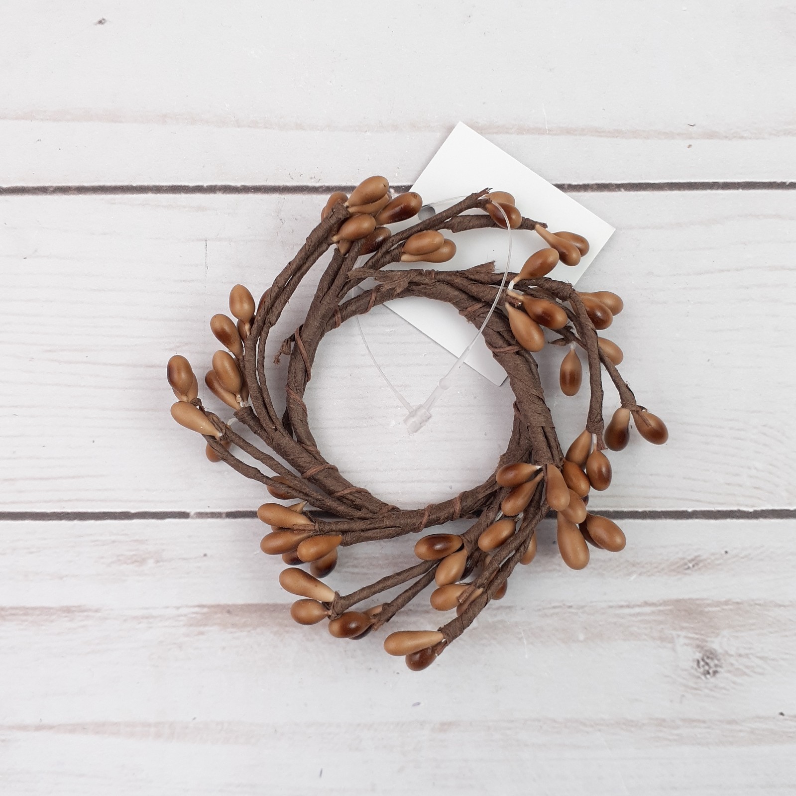 Mini Pip Berry Taper Candle Ring Teastain Beige 1.5 inch inside