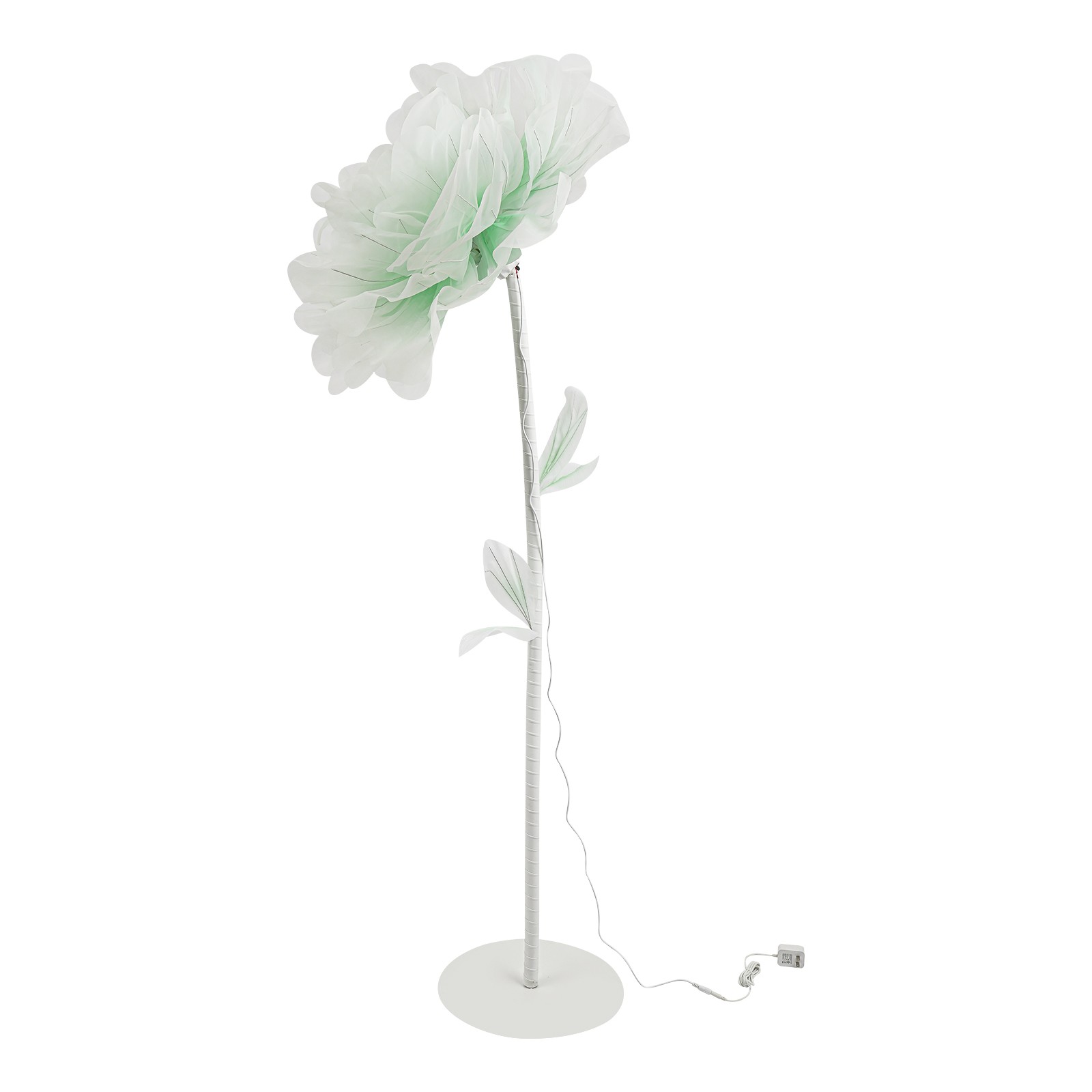 Auto-Open Artificial Flower with LED Light Green Floral Decor For Wedding Party