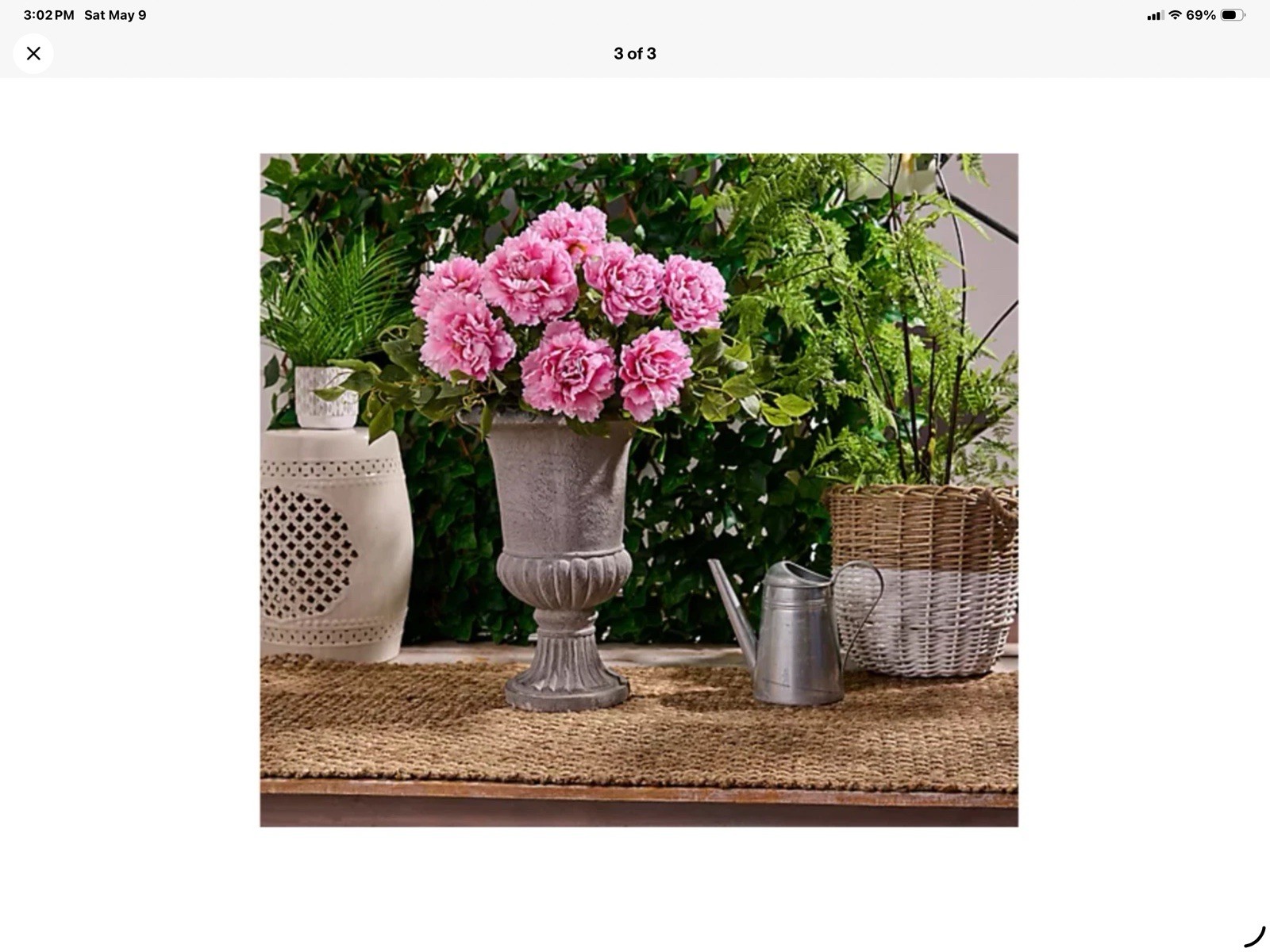 2 Brand New In Box Indoor/ Outdoor Pair Of Pink Peony Urn Filler Valerie ParHill