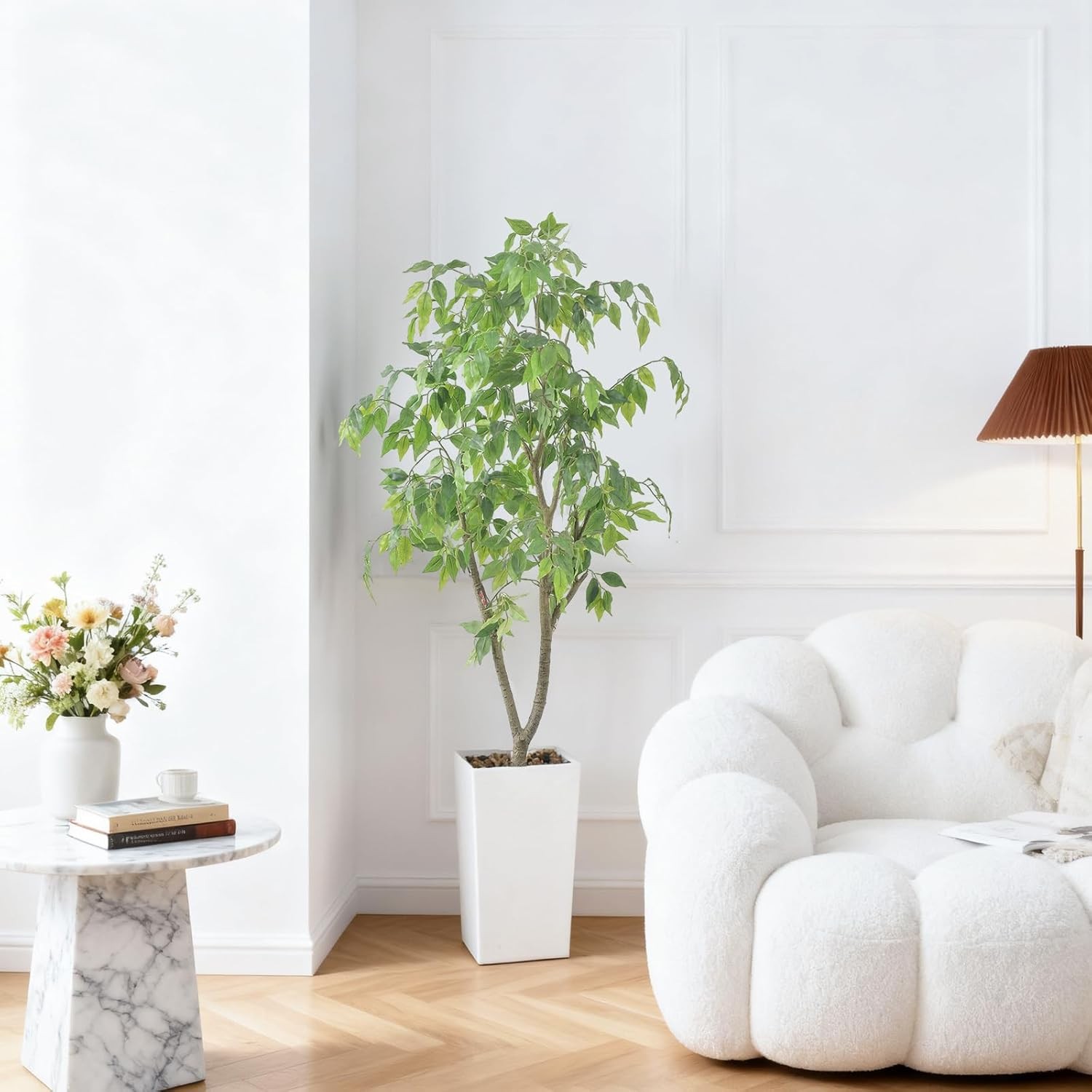 Artificial Plants, 150cm Tall Plant Ficus Artificial Tree with White Pot, Fake