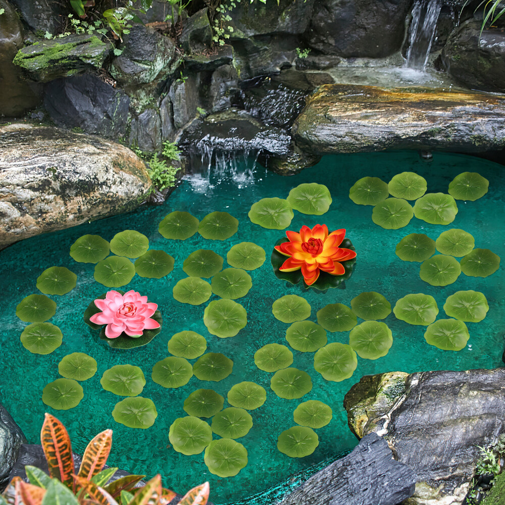 30PCS Artificial Lotus Leaves Realistic Water Lily Pads Plastic Lotus Leaves