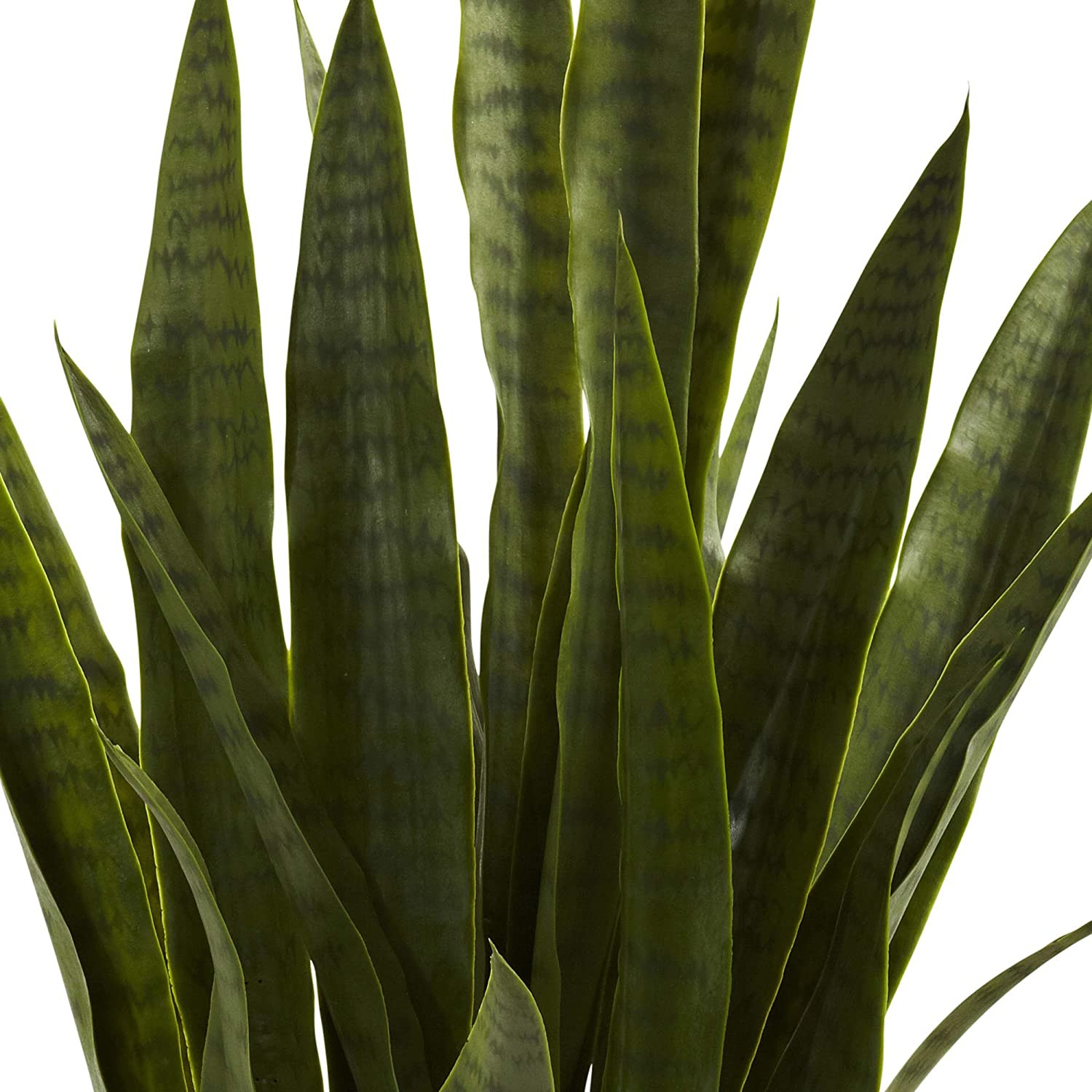 35In Artificial Snake Plant, Sansevieria Faux Greenery with Black Planter for In