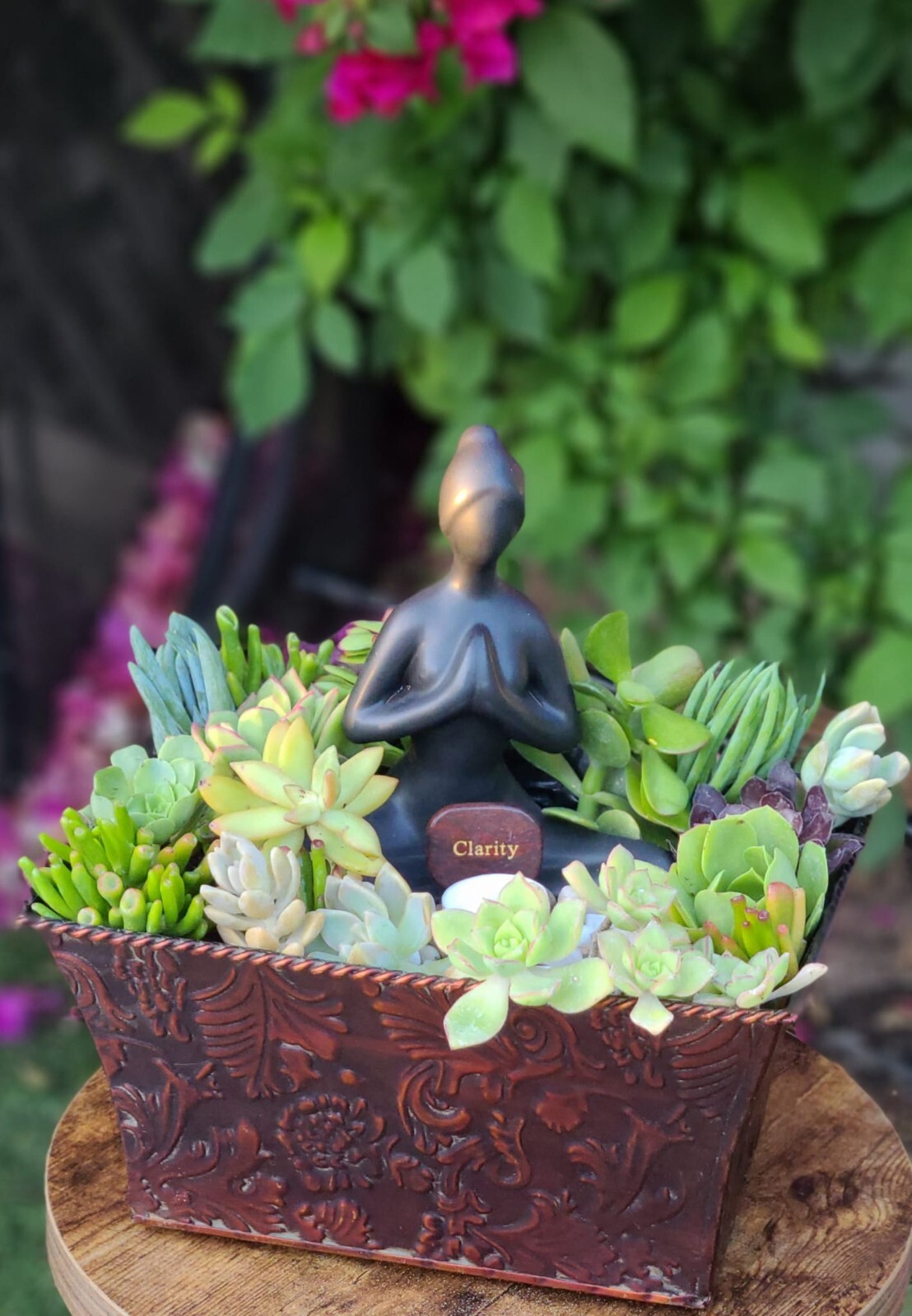 Mini Zen Garden with Natural Succulents + crystals for the Interior of the Home