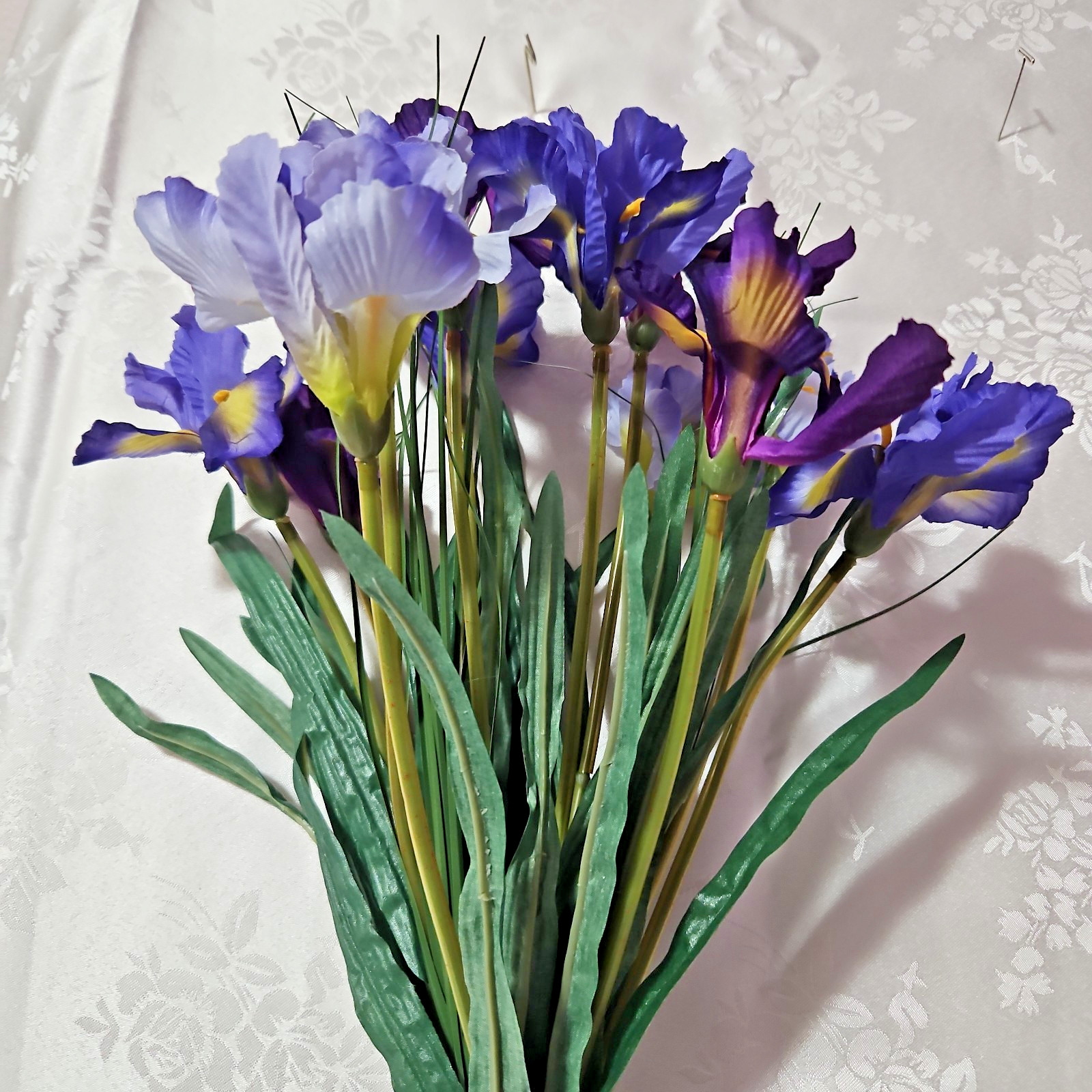 Home Interiors Purple Lavender Blue Iris Greenery Bouquet/ 18 inches tall/ New