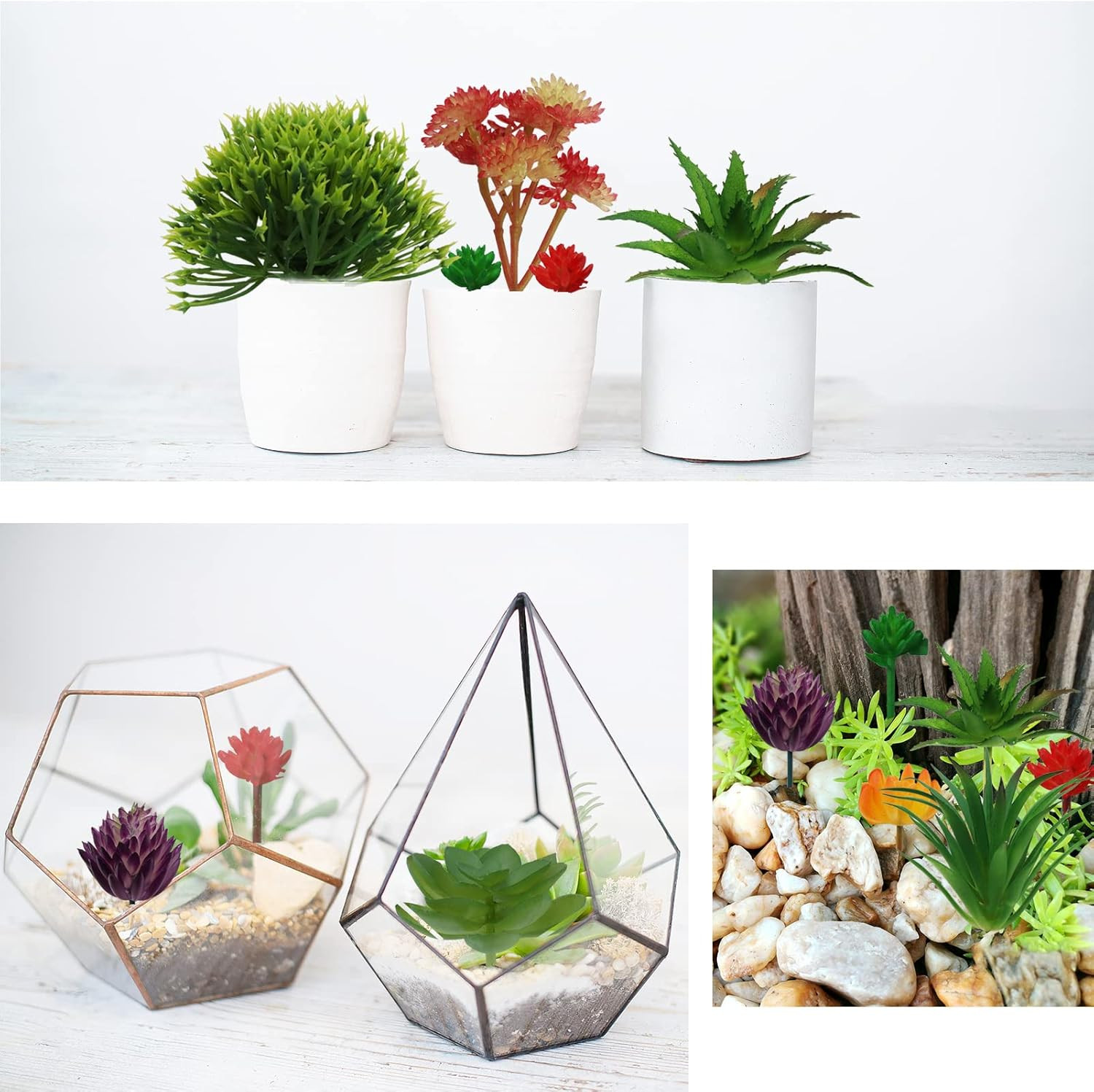 Artificial Succulents Plants, 16Pcs Colorful Fake Succulents, Mini Artificial