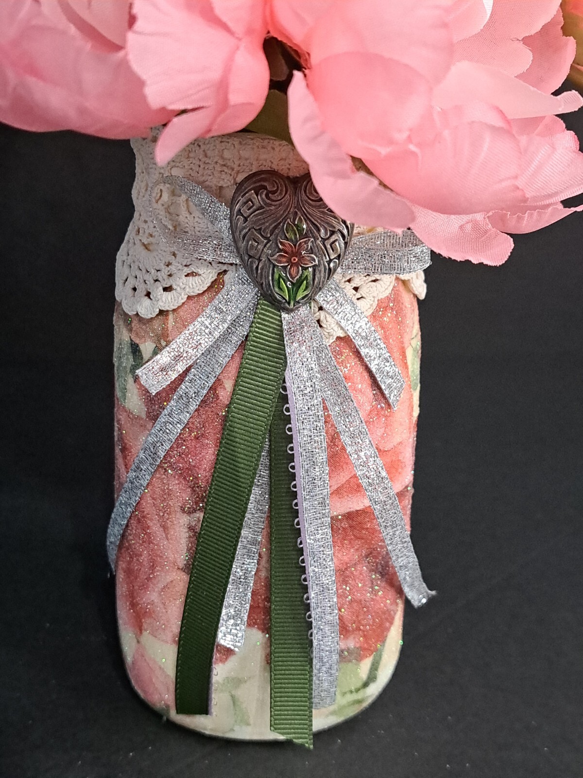Pink Hand Crafted Floral Arrangement 11 In Tall