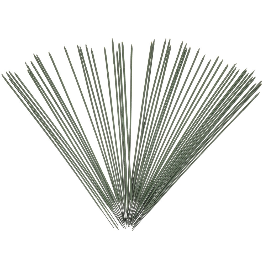50Pcs Floral Stem Wire in Green Iron for Easy Cleaning Decorative Flower Making