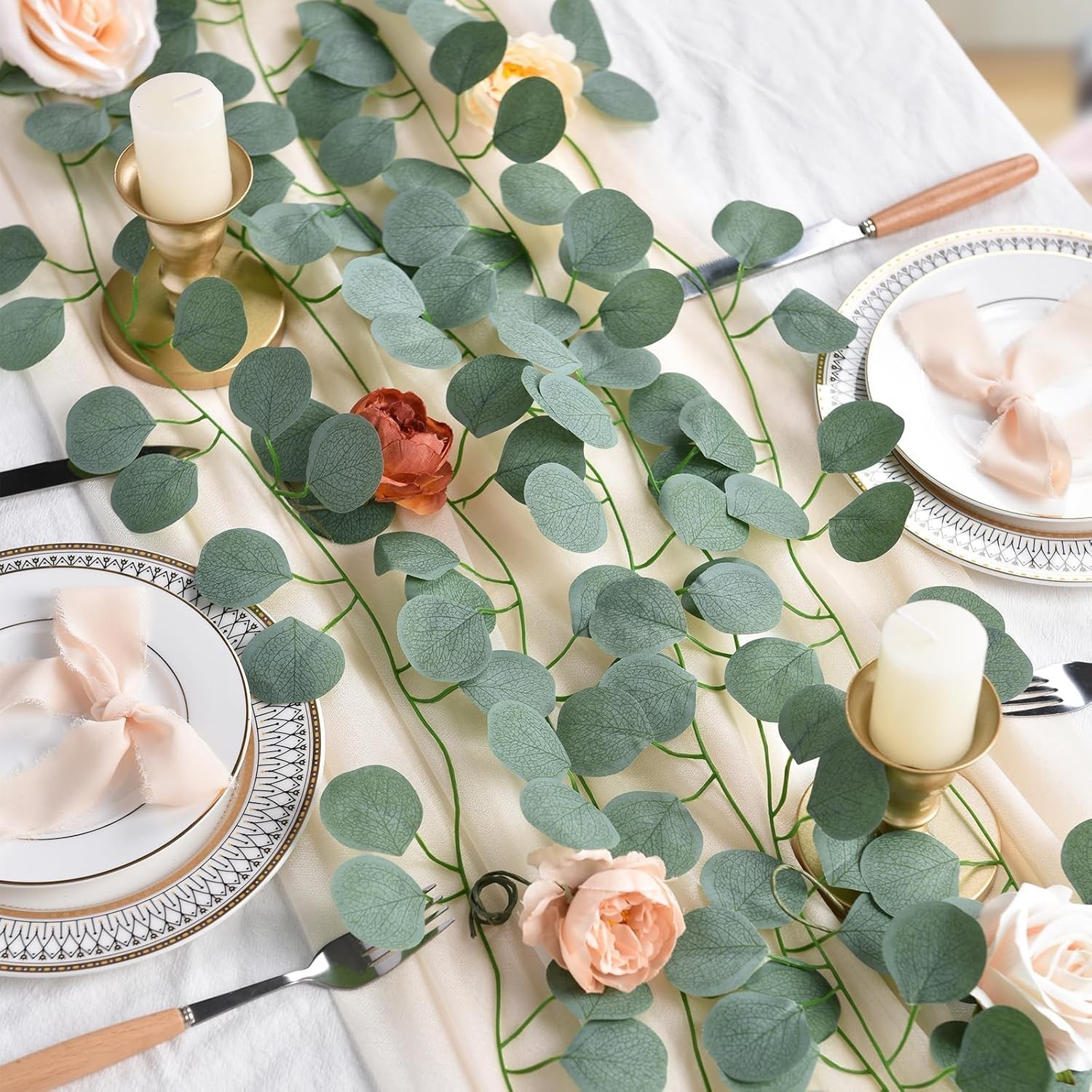 86 Feet Artificial Eucalyptus Garland – Elegant Greenery for Home & Weddings