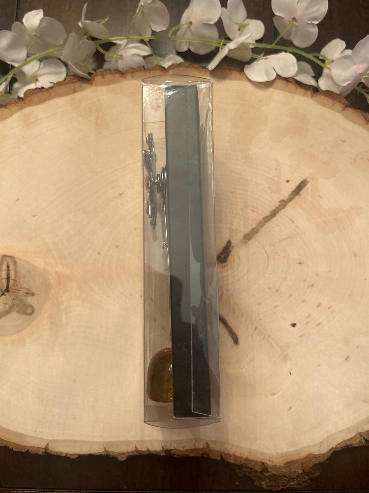 Decorative Amber-Colored Gem Flower Plant Stake